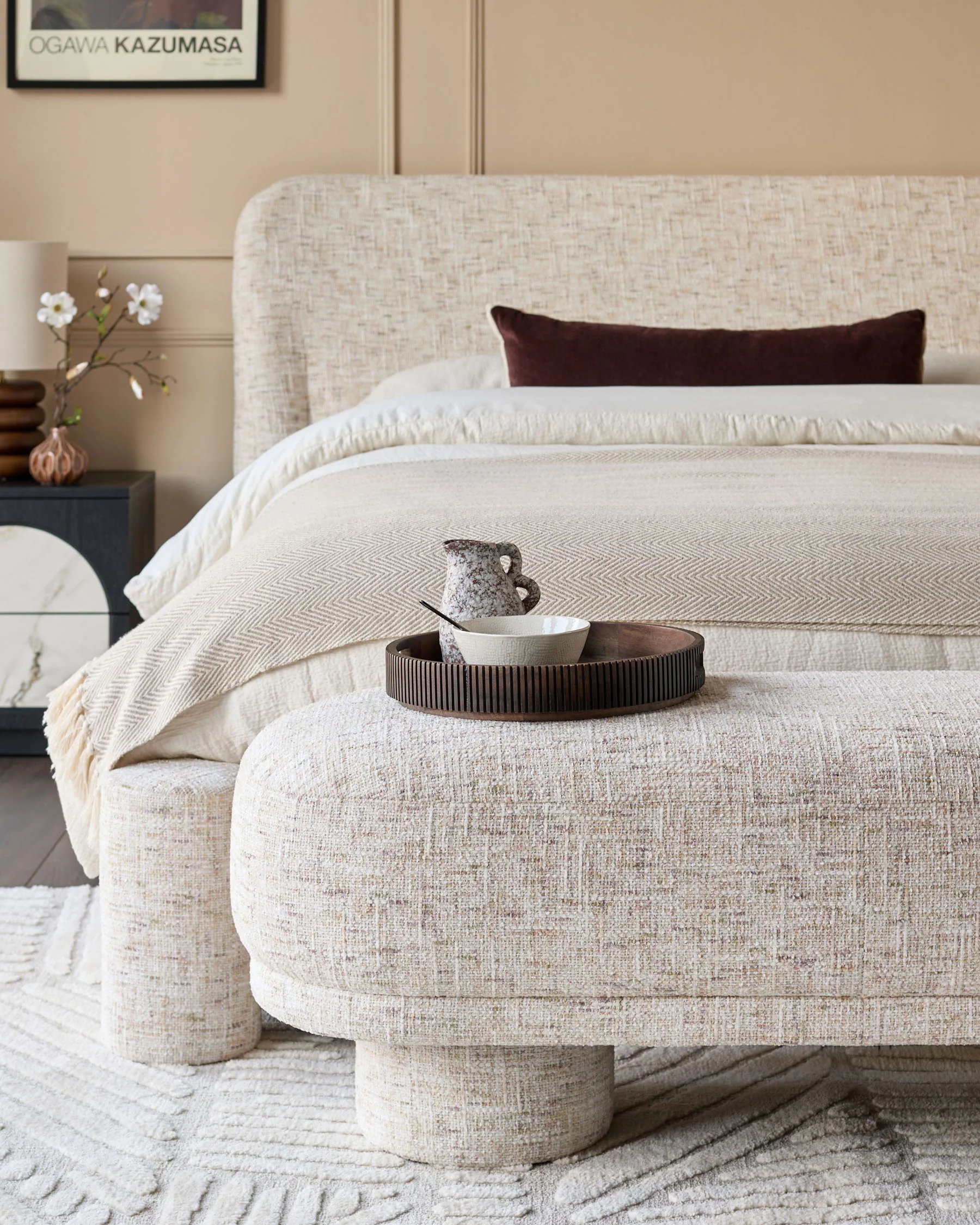 Deven natural fabric bench - Image 8