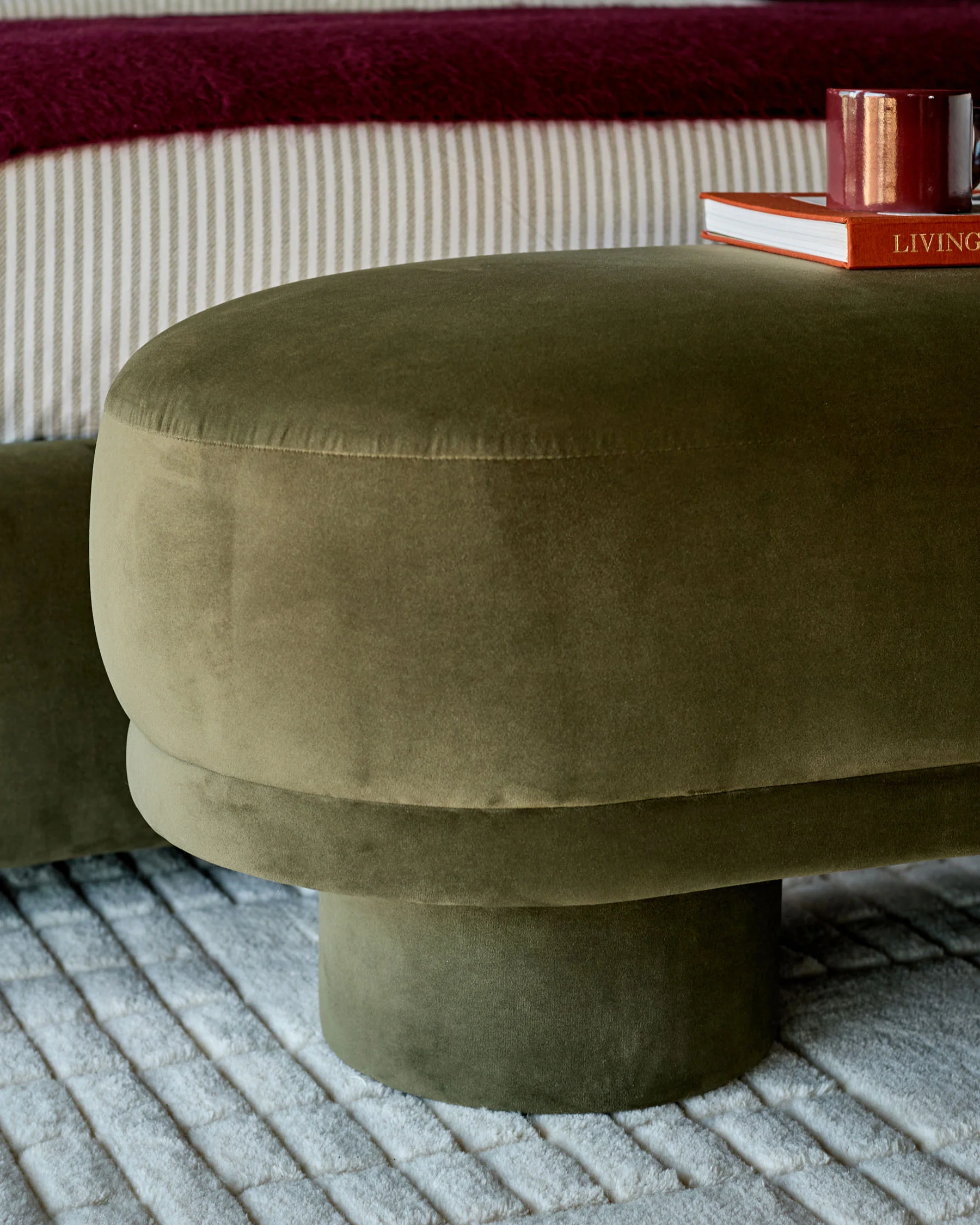 Deven olive green velvet bench - Image 6