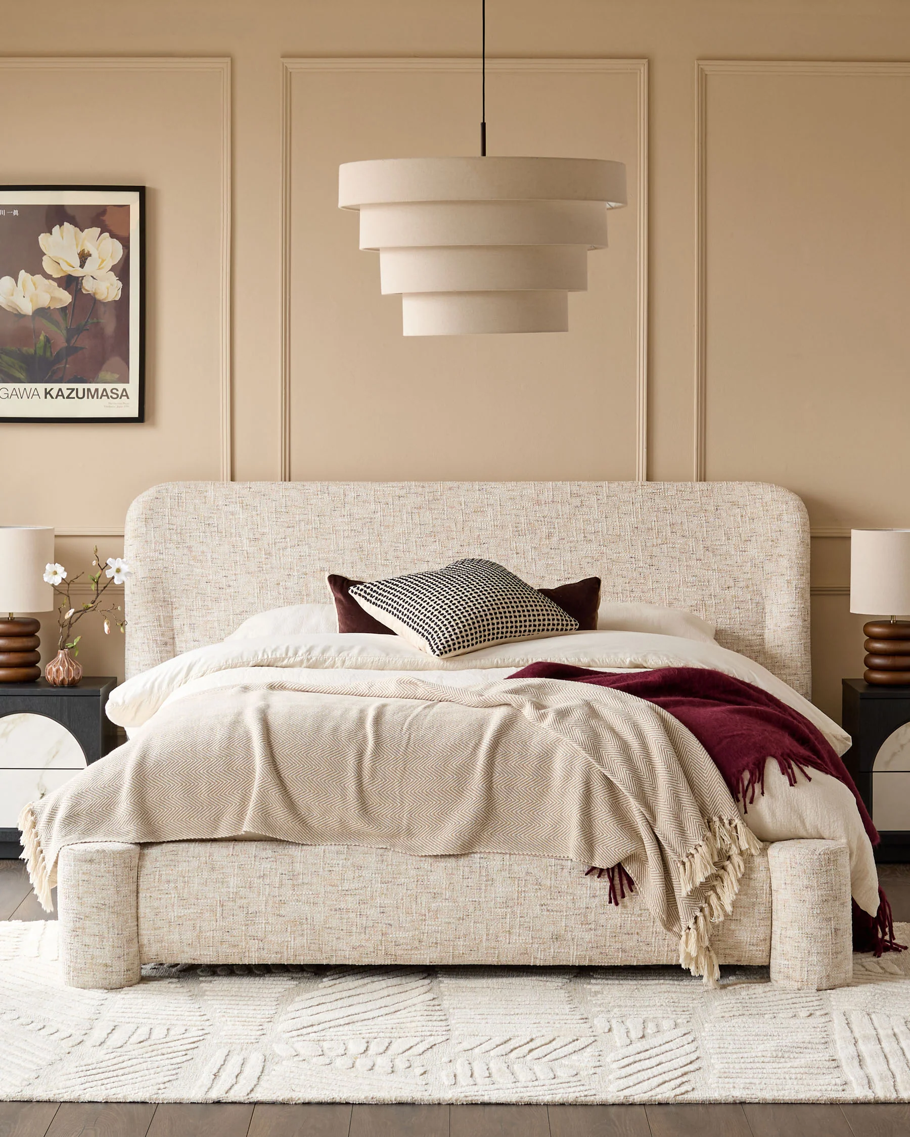 Deven natural fabric king size ottoman storage bed - Image 2
