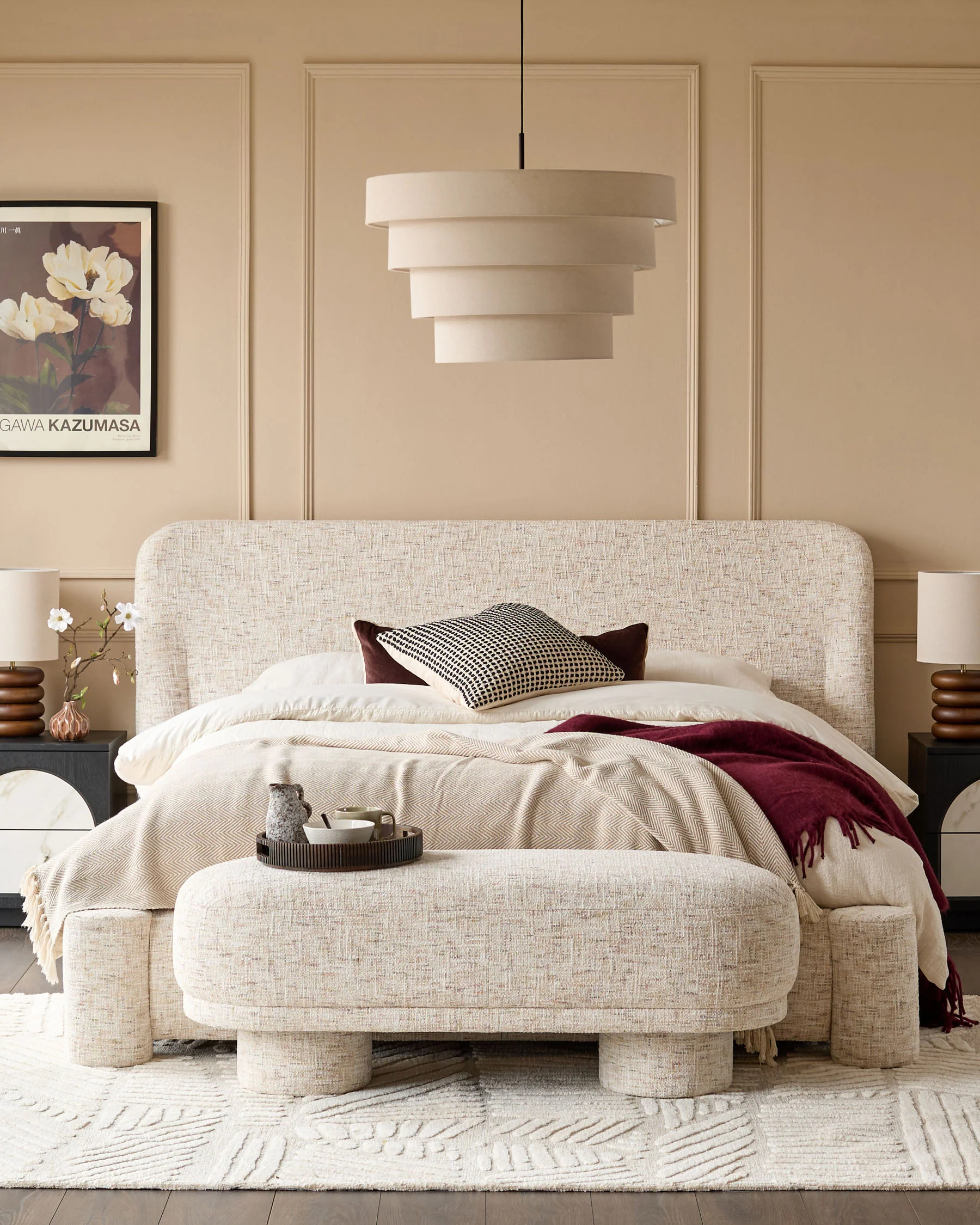 Deven natural fabric king size ottoman storage bed - Image 7