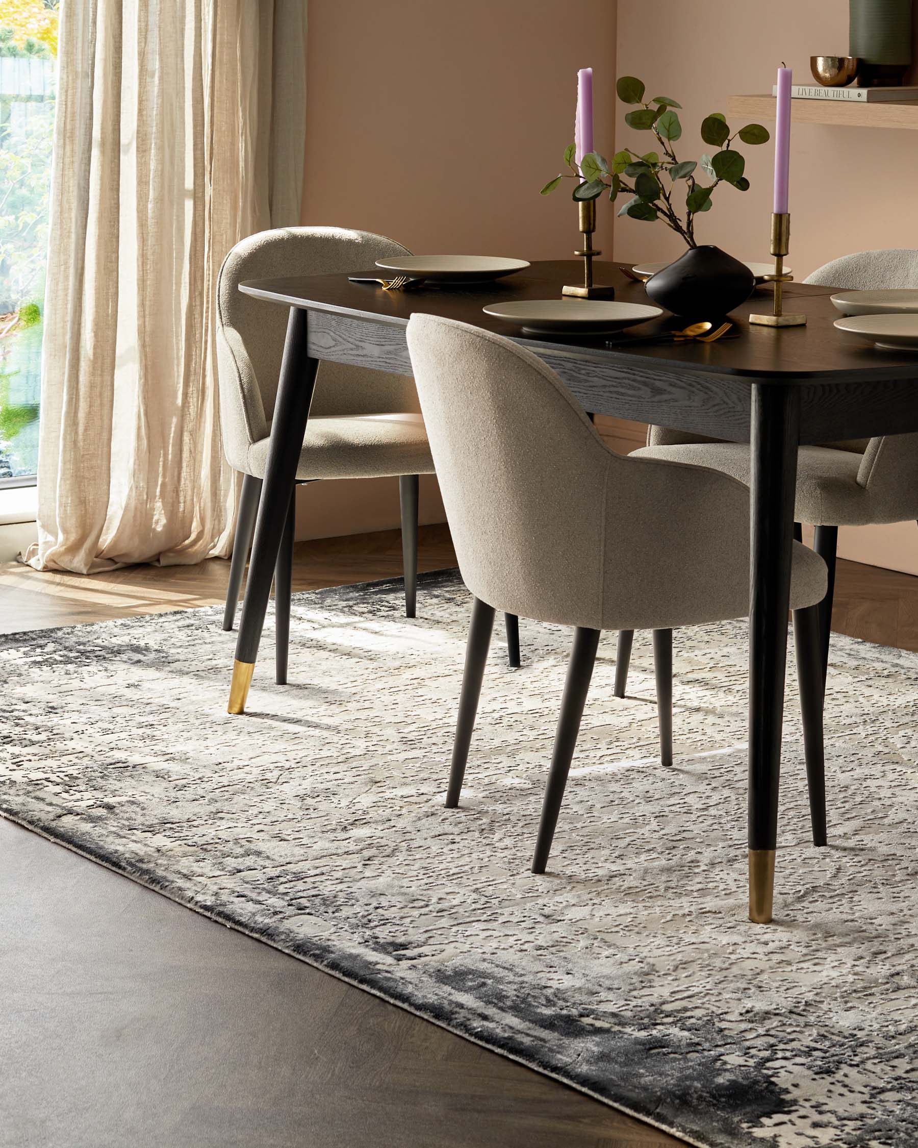 Distressed dark grey textured large rug - Image 2