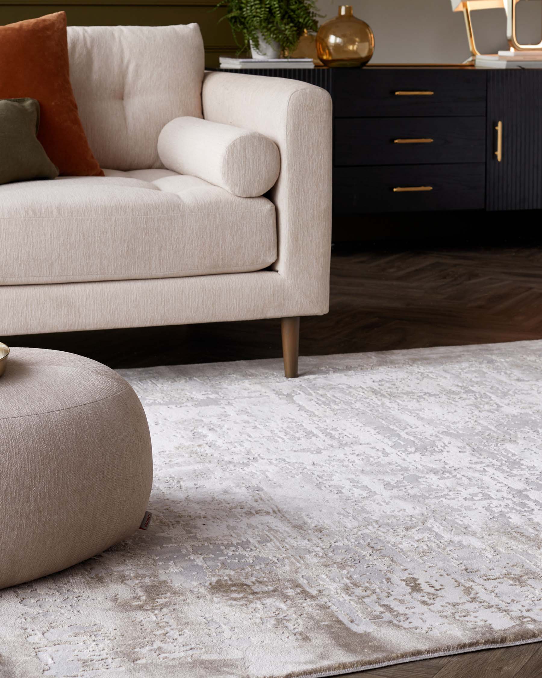 Distressed Border natural textured small rug - Image 2