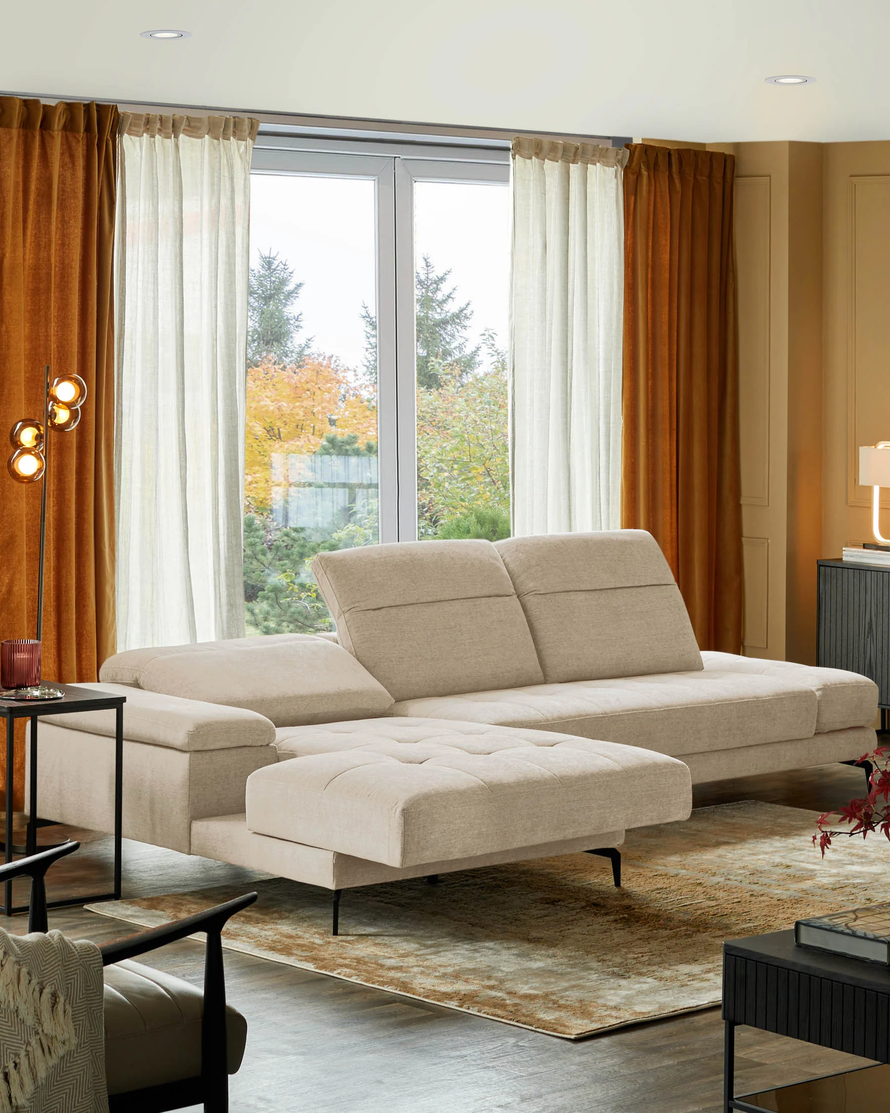Donella ivory chenille left hand corner chaise sofa - Image 3