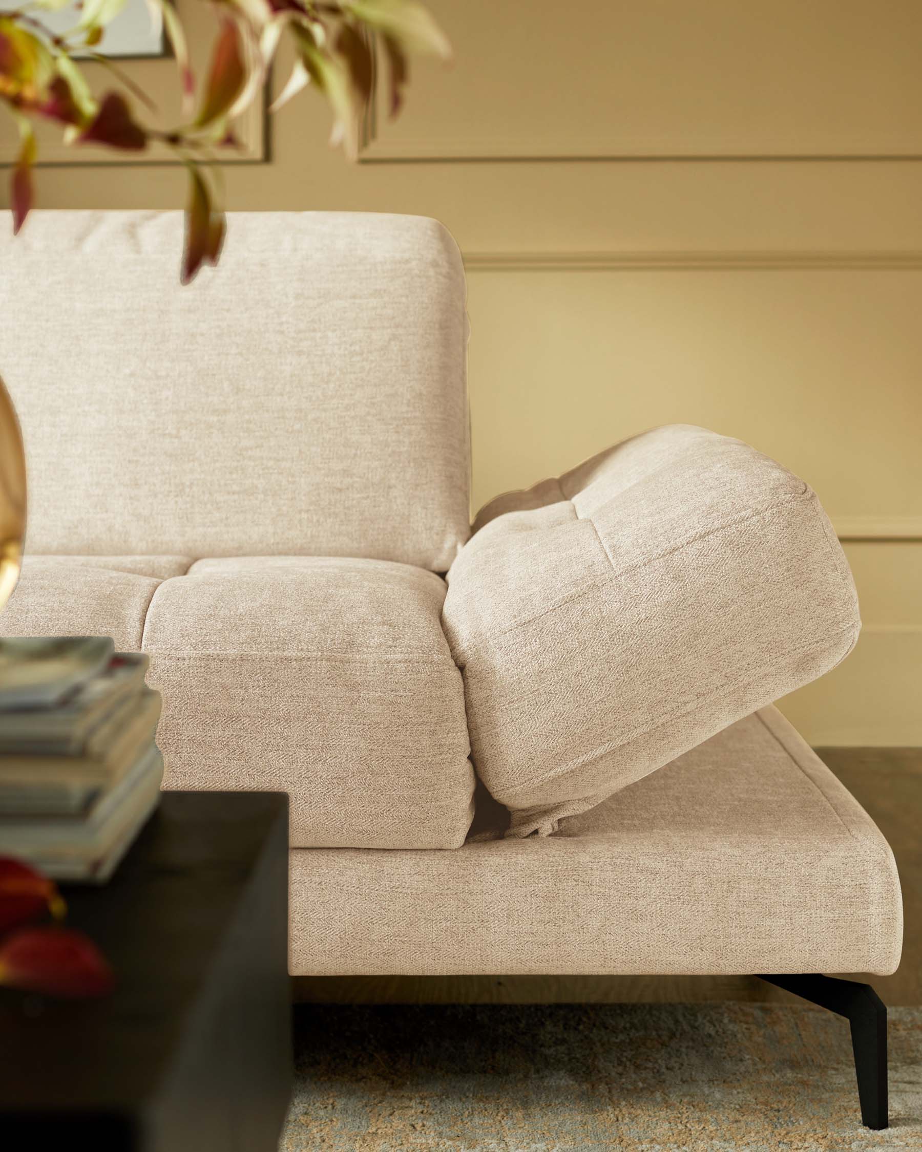 Donella ivory chenille left hand corner chaise sofa - Image 6