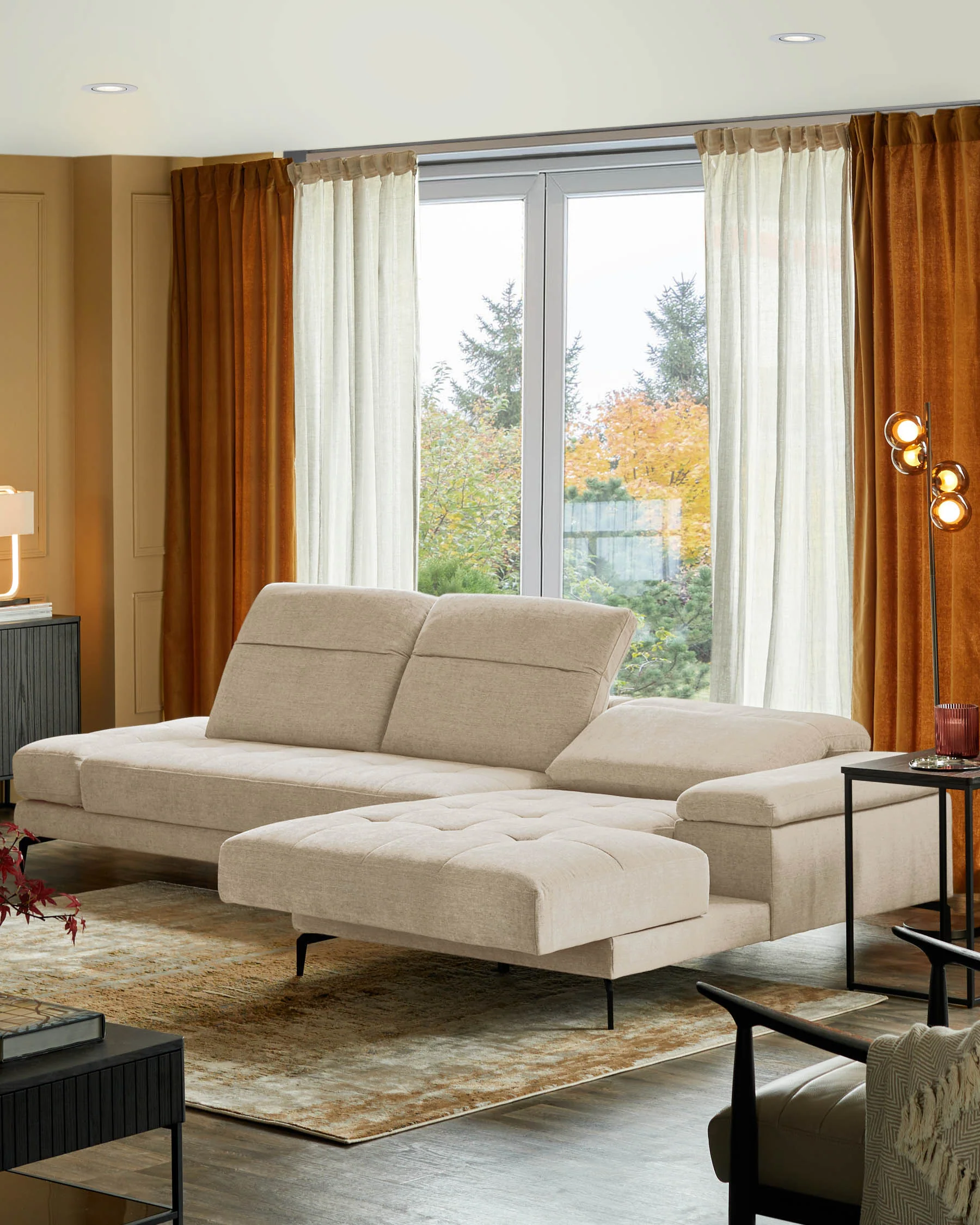 Donella ivory chenille right hand corner chaise sofa - Image 3