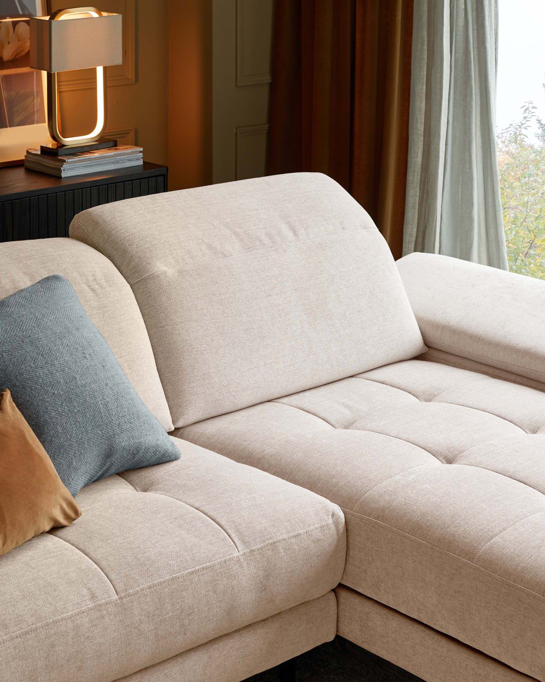 Donella ivory chenille right hand corner chaise sofa - Image 8