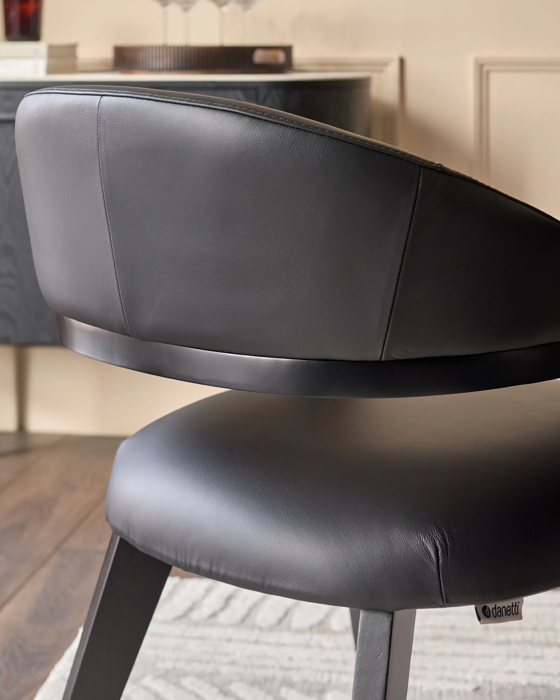 Dylan black leather dining chair - Image 5