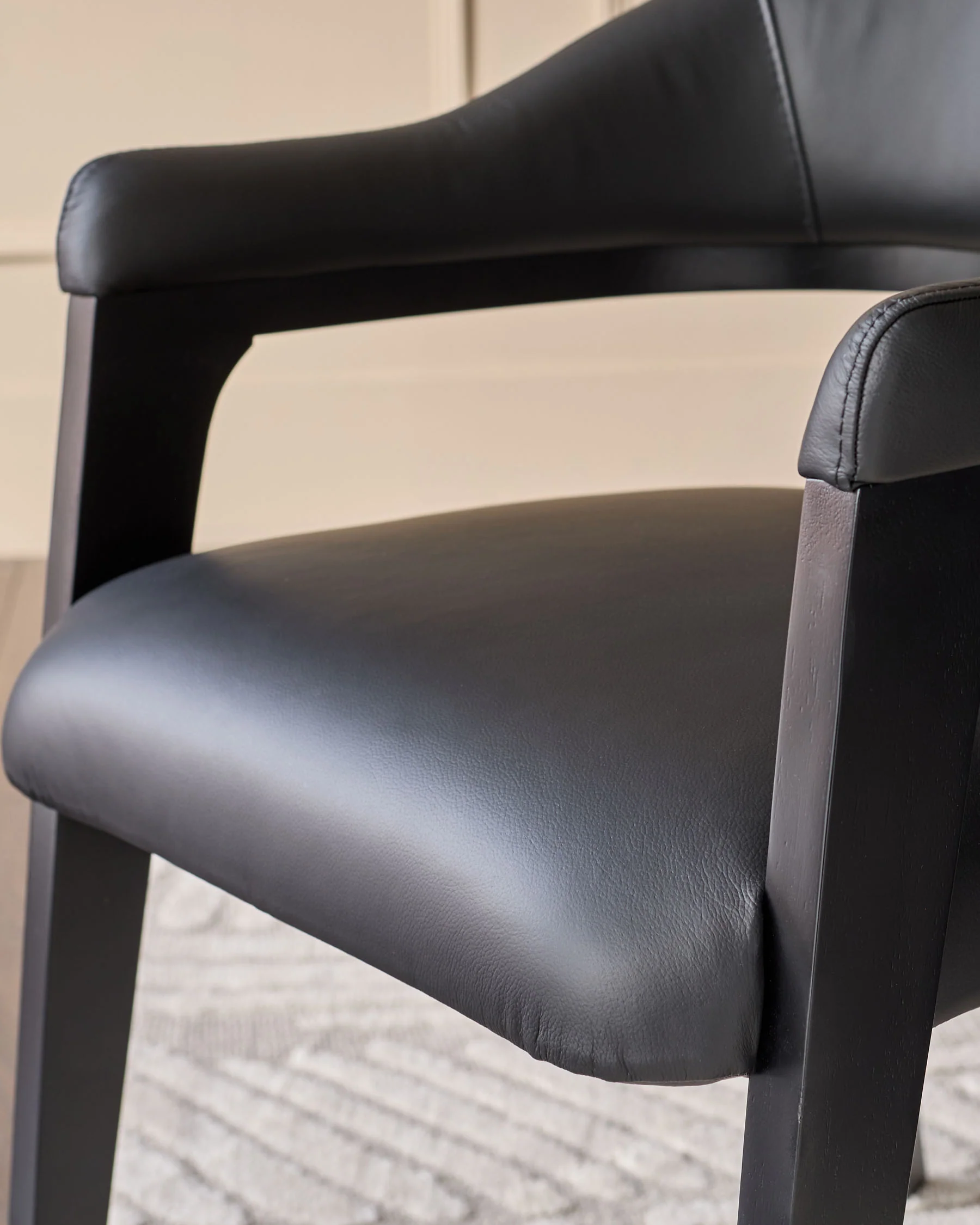 Dylan black leather dining chair - Image 6