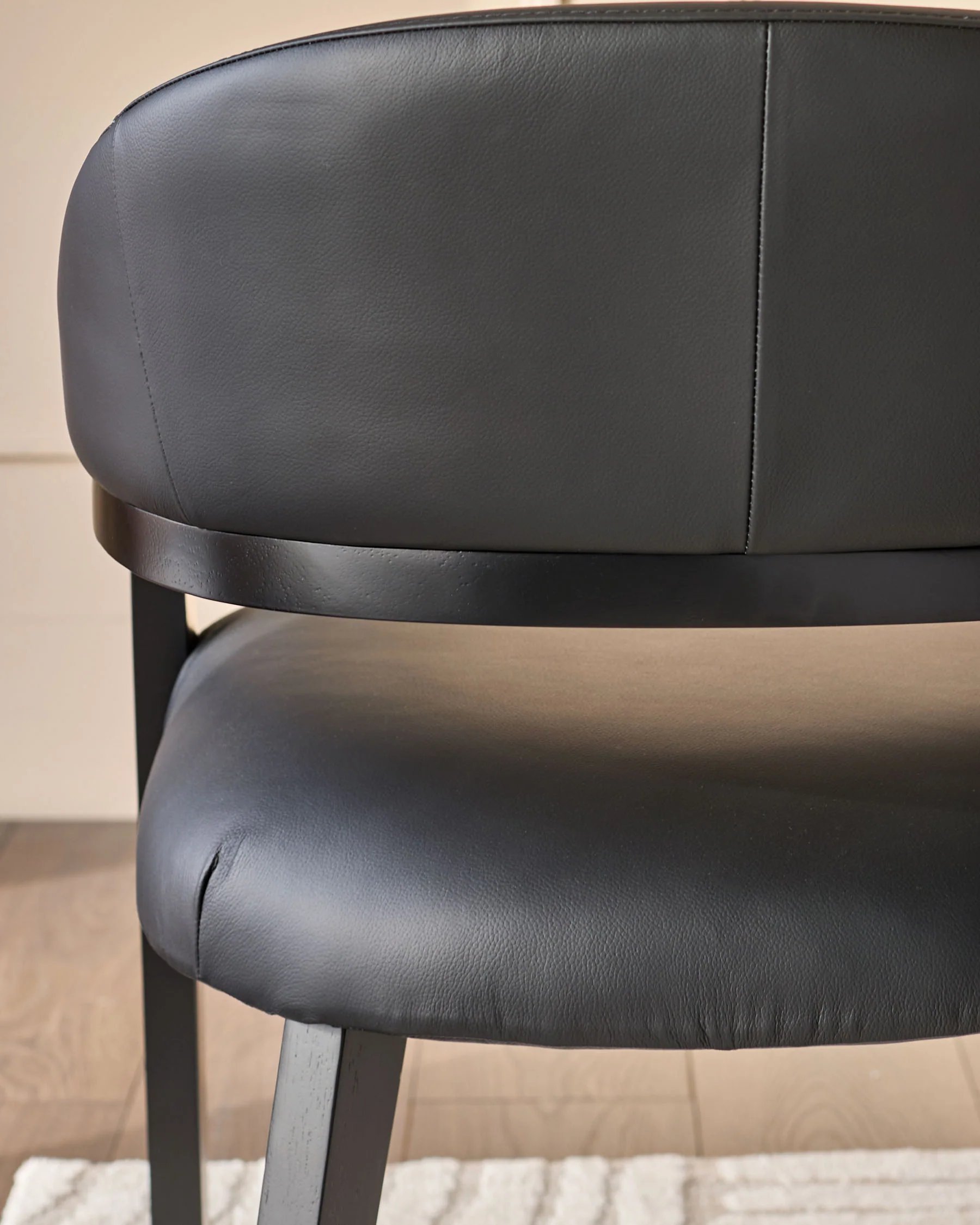 Dylan black leather dining chair - Image 7