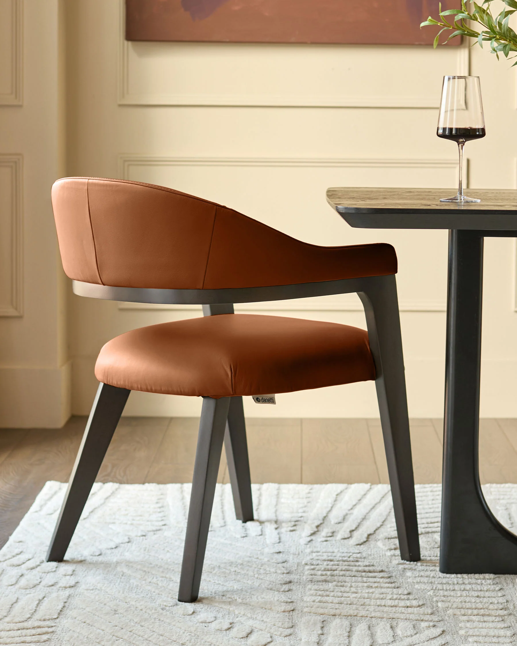 Dylan tan leather dining chair - Image 3