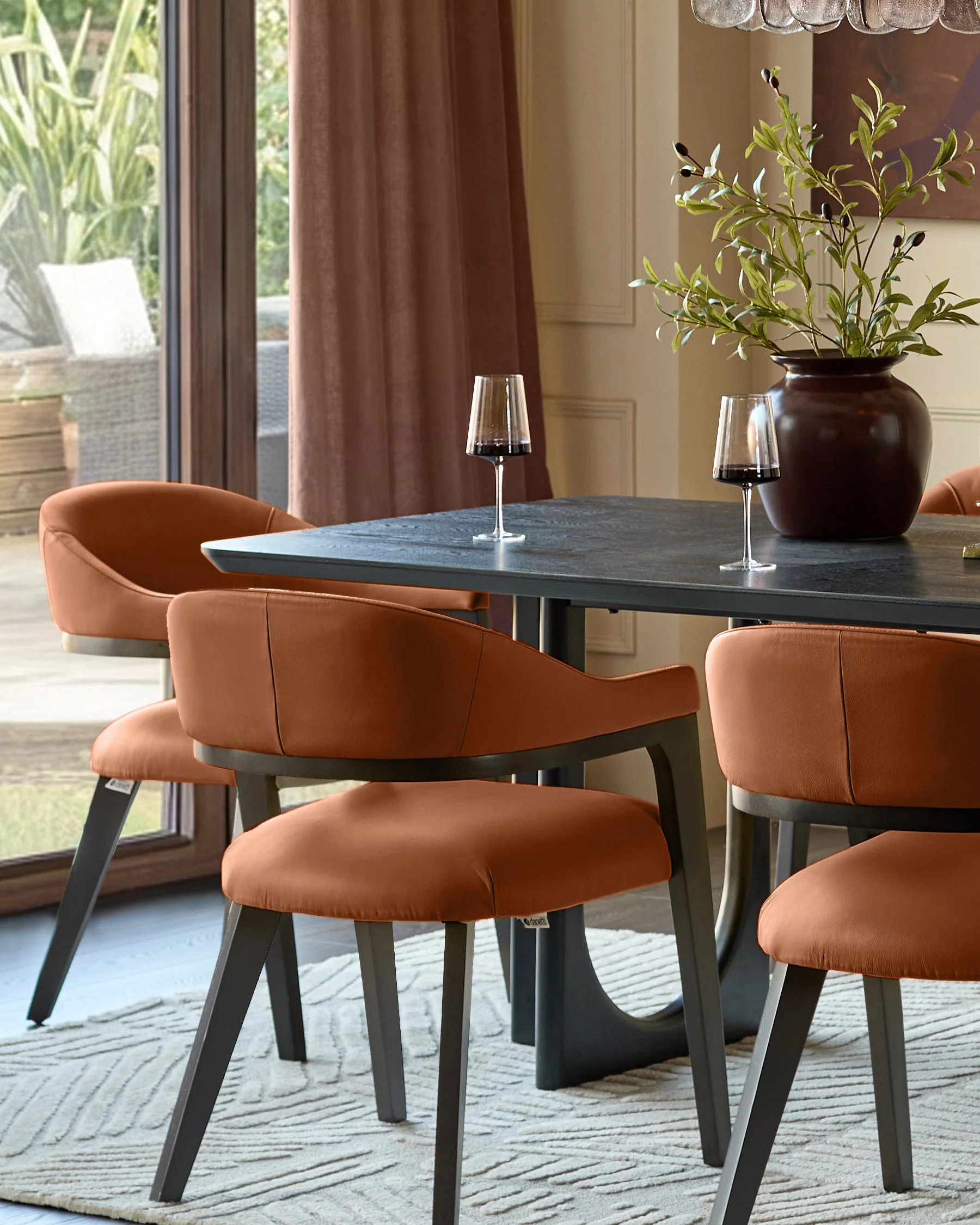 Dylan tan leather dining chair - Image 4