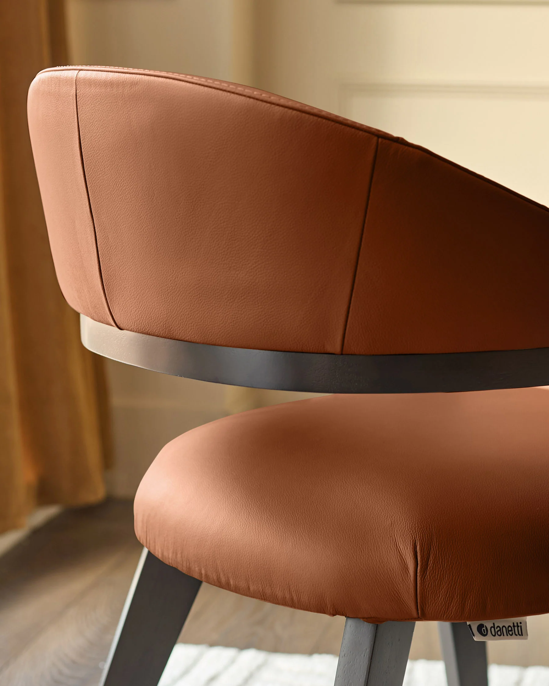 Dylan tan leather dining chair - Image 5