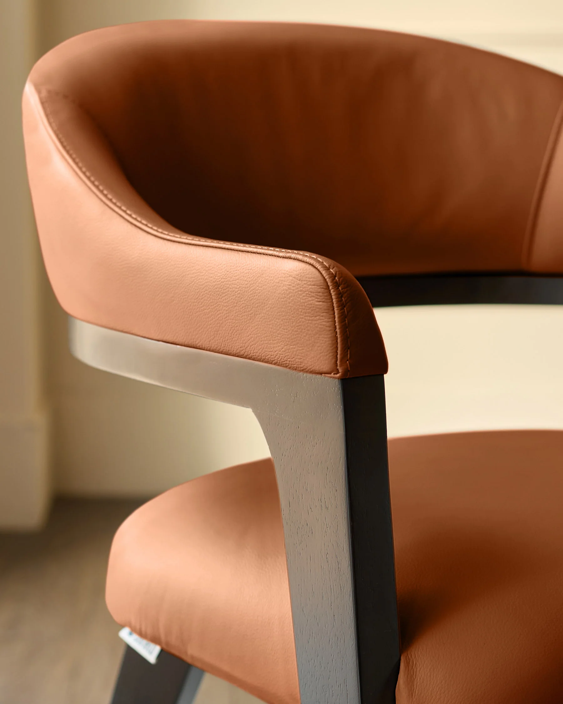 Dylan tan leather dining chair - Image 8