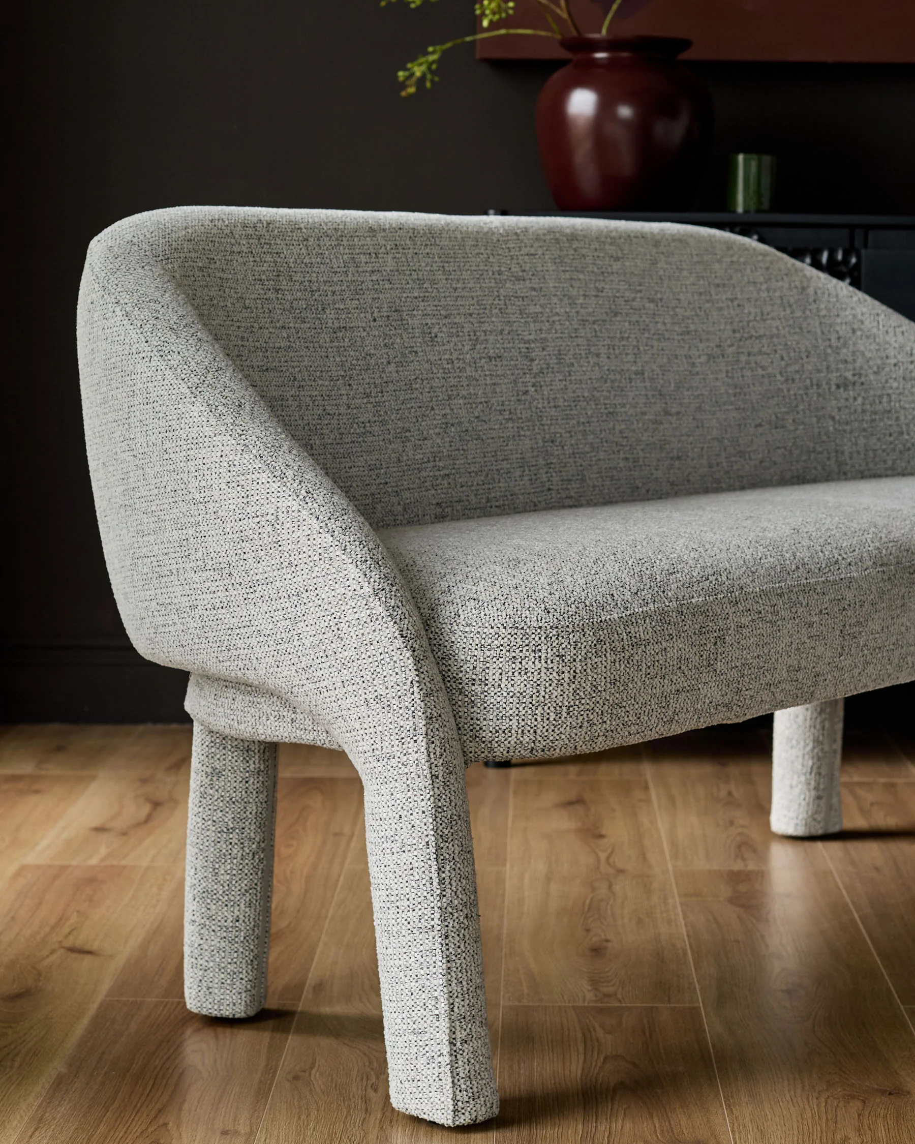 Easton light grey fabric dining bench - Image 6