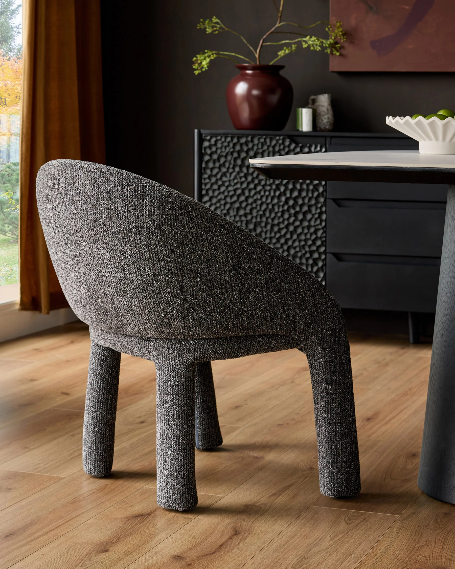 Easton dark grey fabric dining chair - Image 3