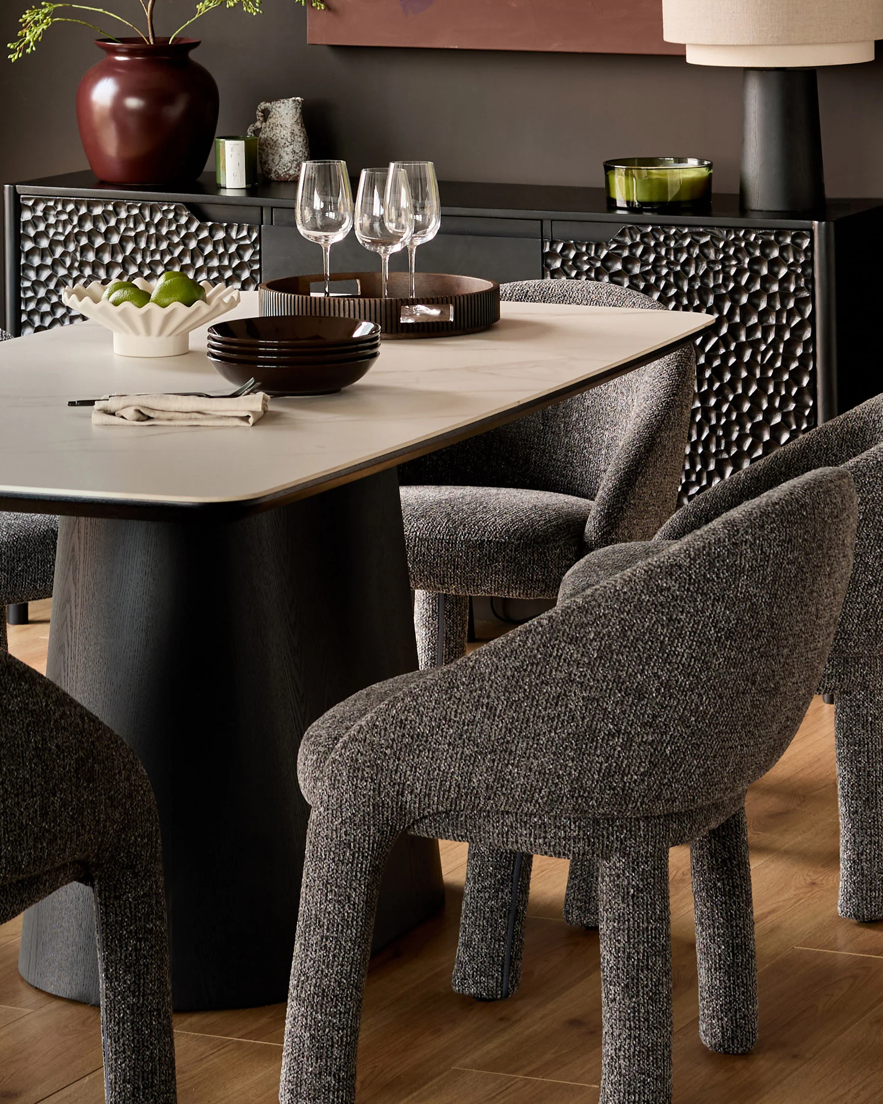 Easton dark grey fabric dining chair - Image 4