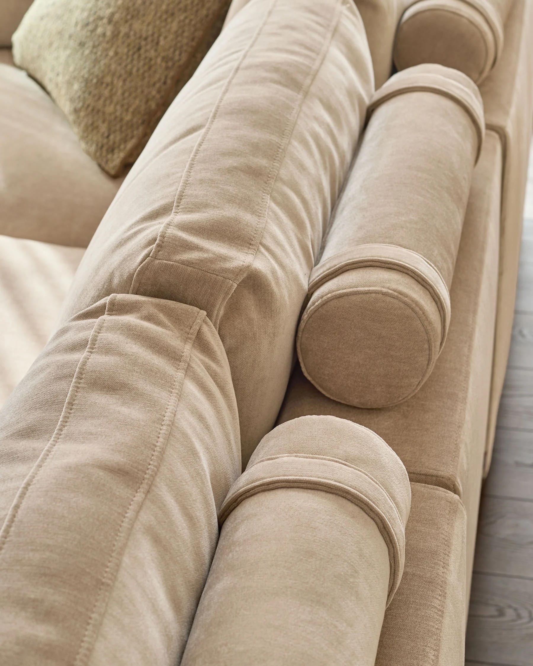 Eden champagne chenille right hand large corner chaise sofa - Image 4