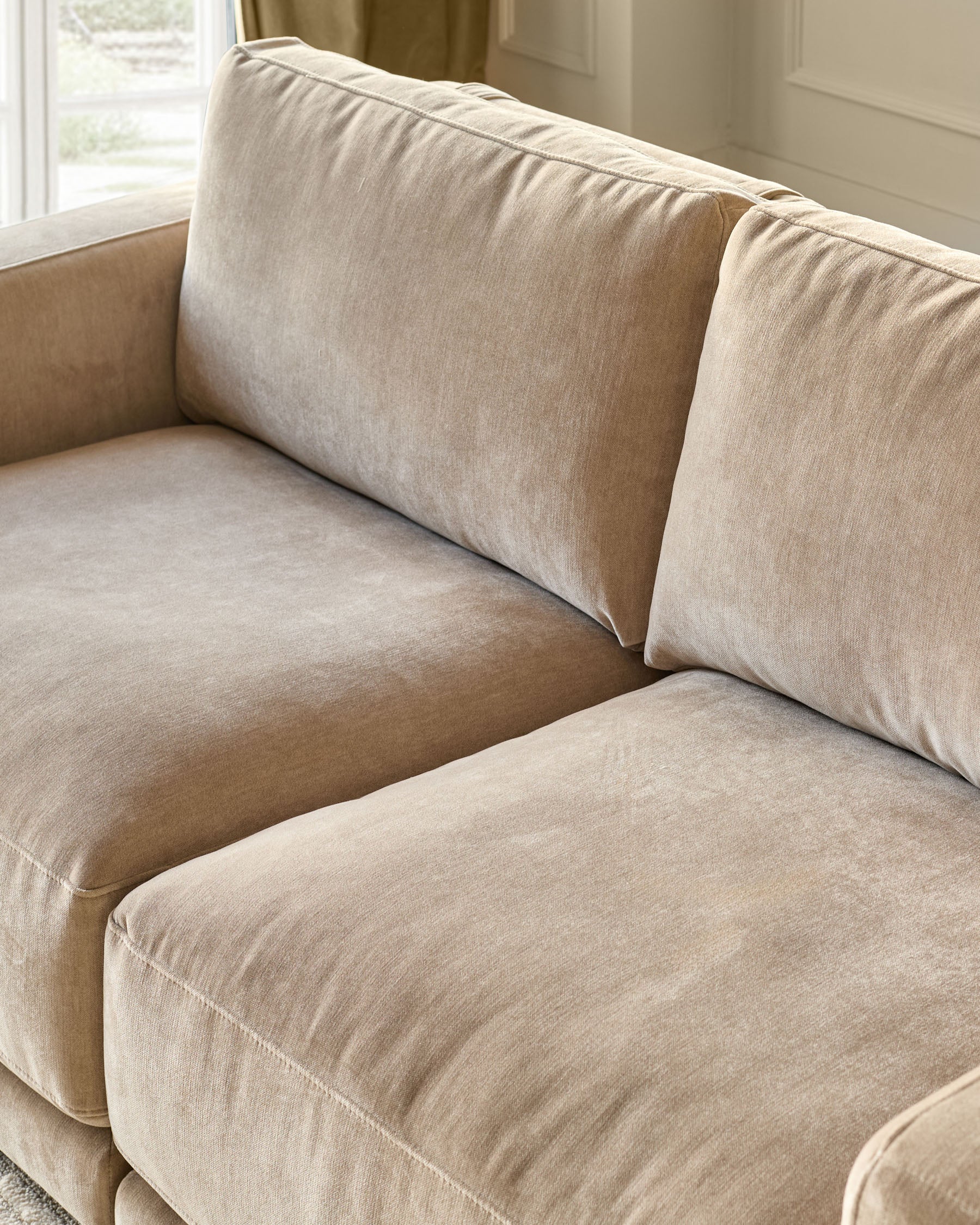 Eden champagne chenille right hand large corner chaise sofa - Image 6