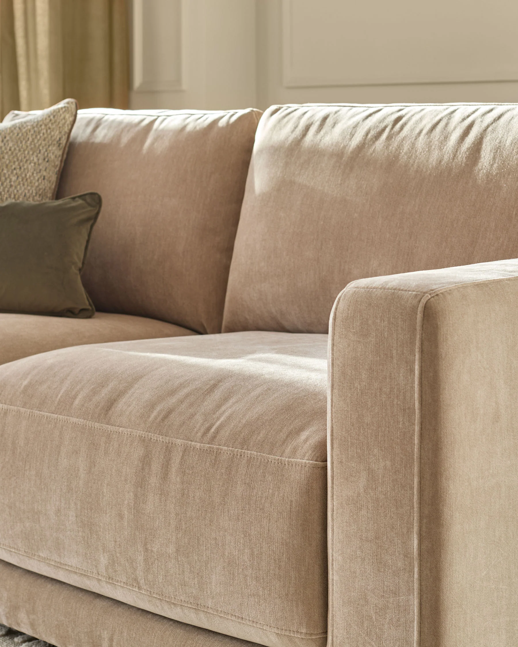 Eden champagne chenille right hand large corner chaise sofa - Image 9