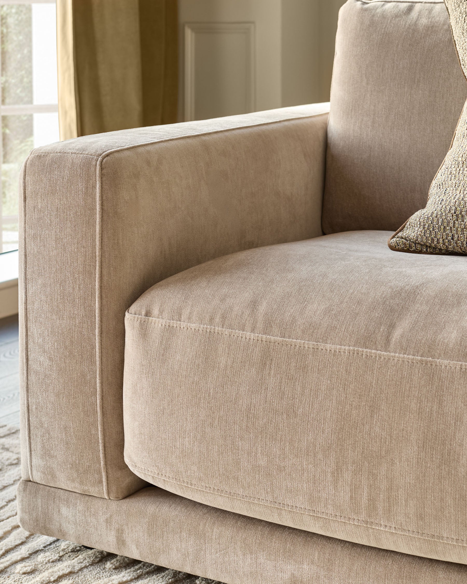Eden champagne chenille right hand large corner chaise sofa - Image 8