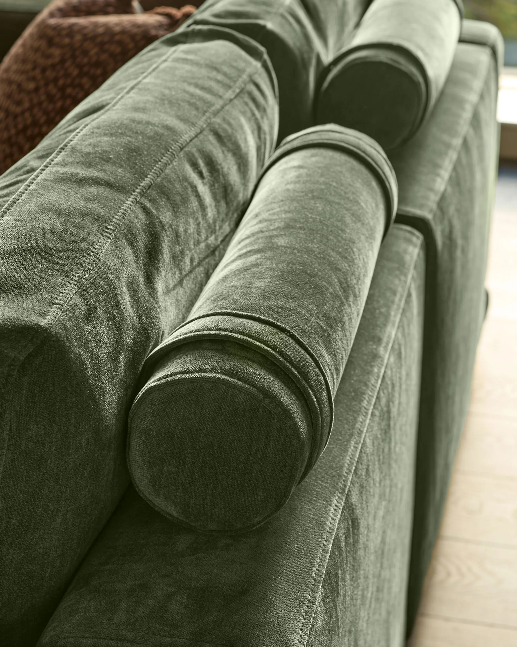 Eden dark green chenille left hand large corner chaise sofa - Image 4