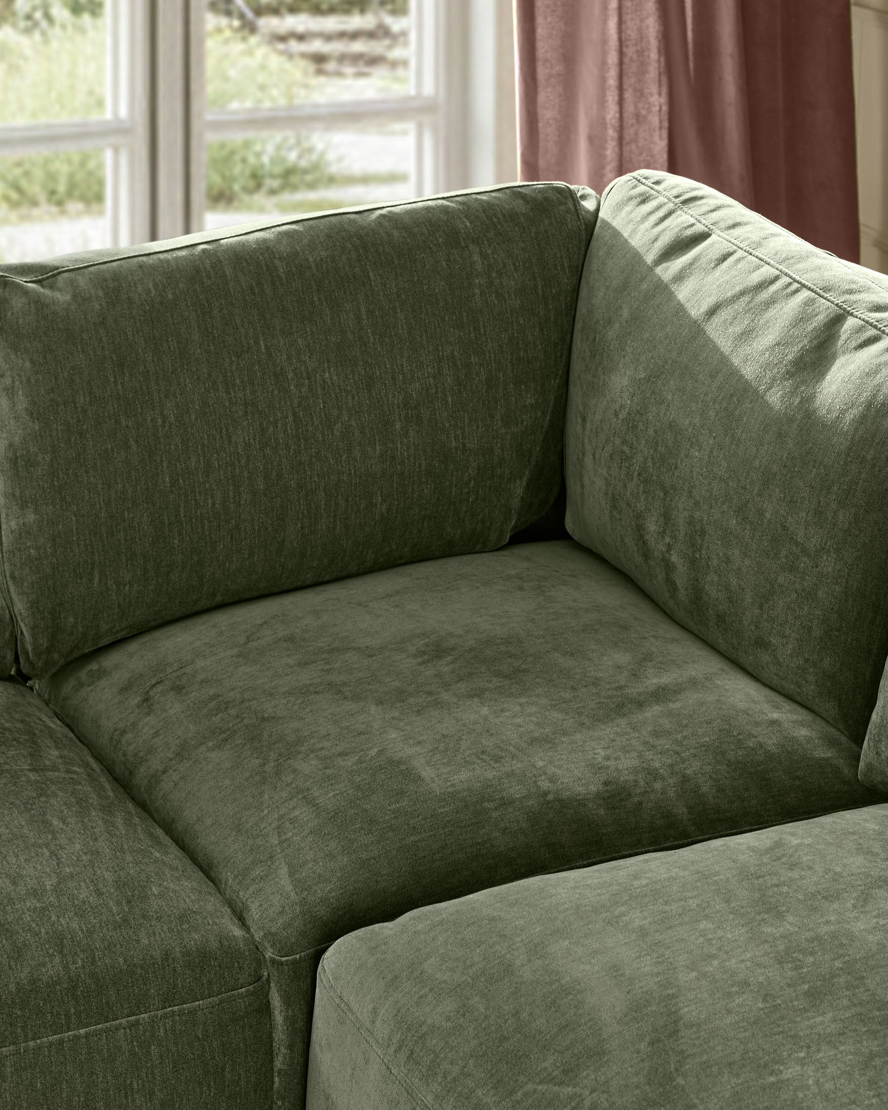 Eden dark green chenille left hand large corner chaise sofa - Image 6