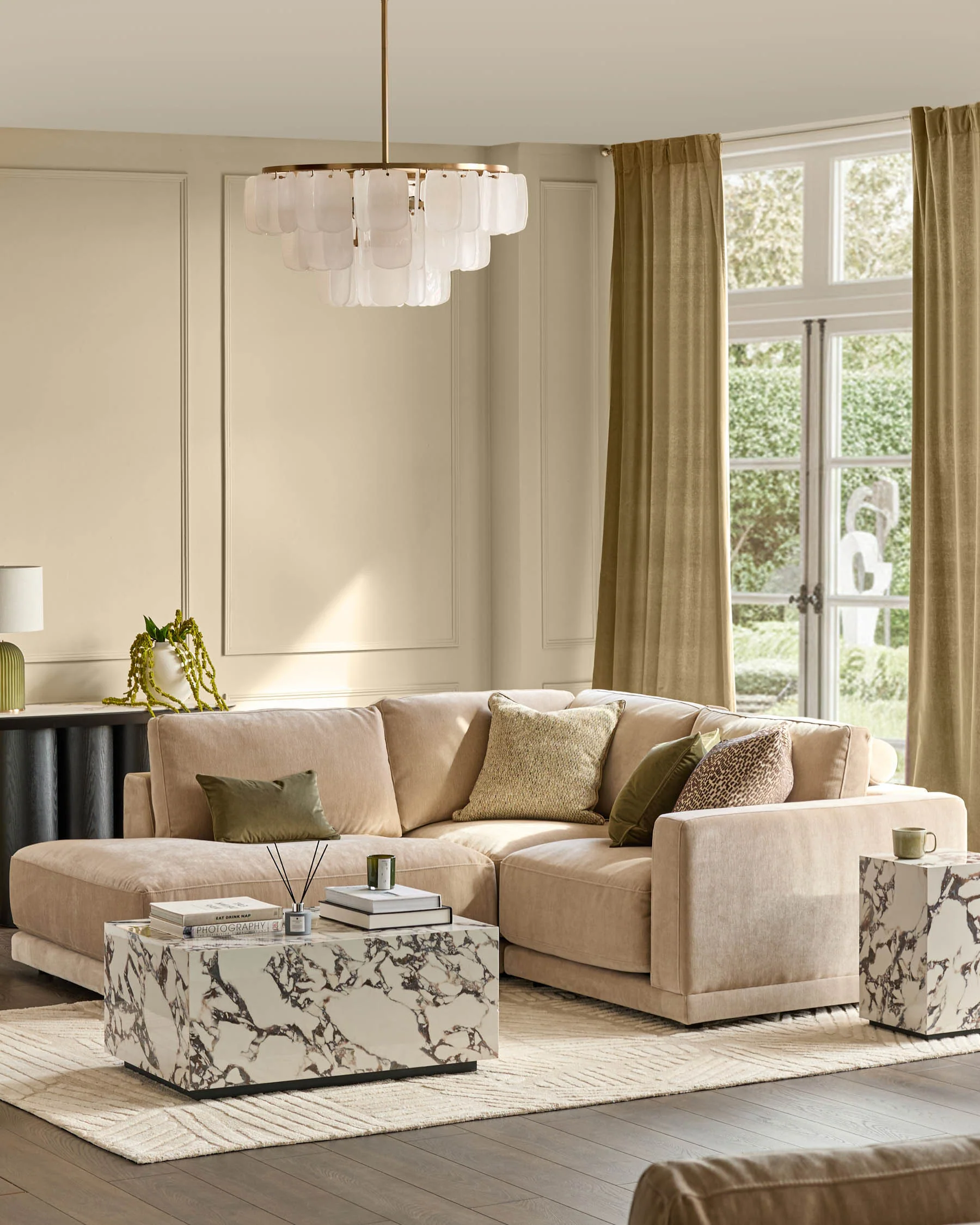 Eden champagne chenille left hand small chaise sofa - Image 4