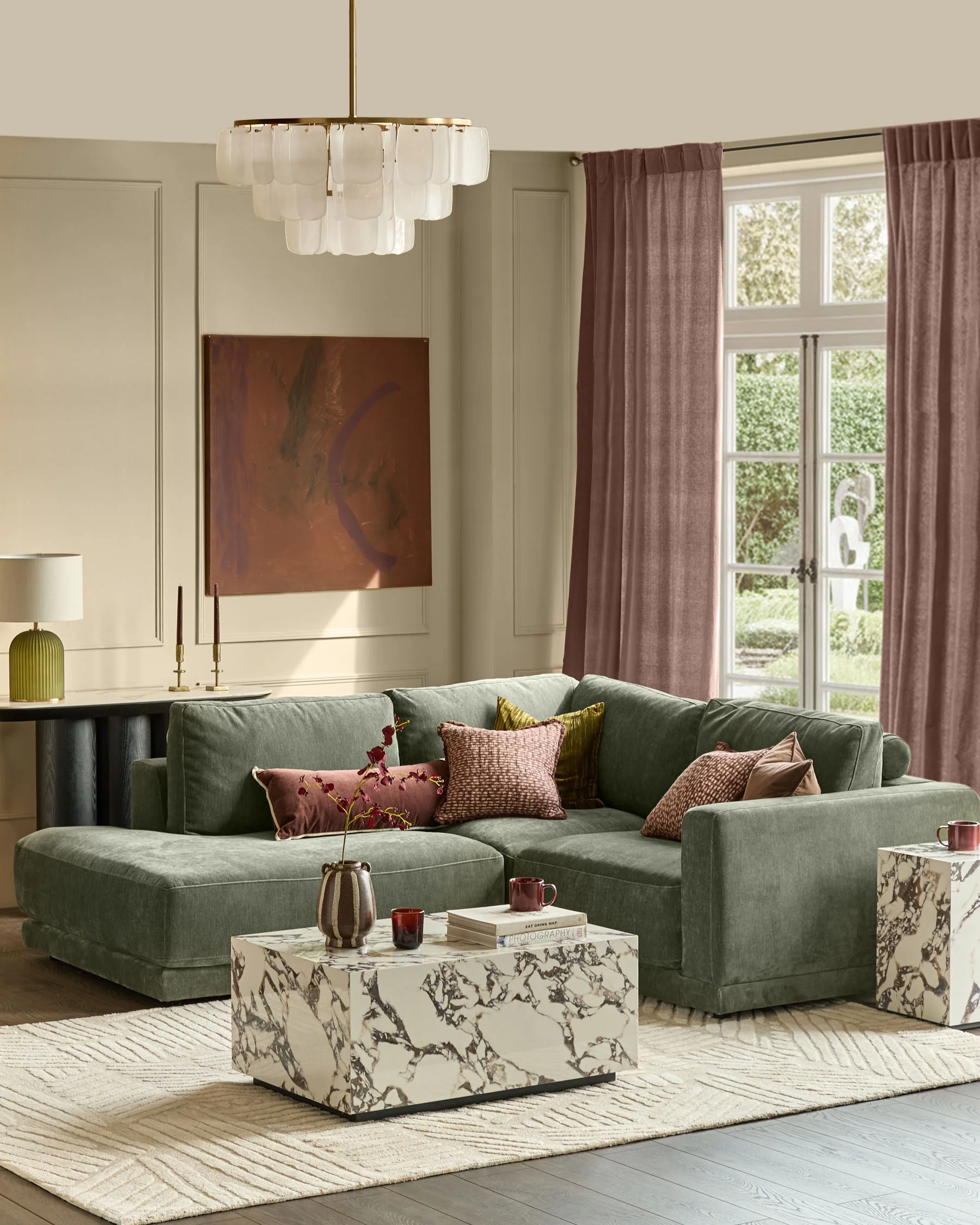 Eden dark green chenille left hand small corner chaise sofa - Image 4