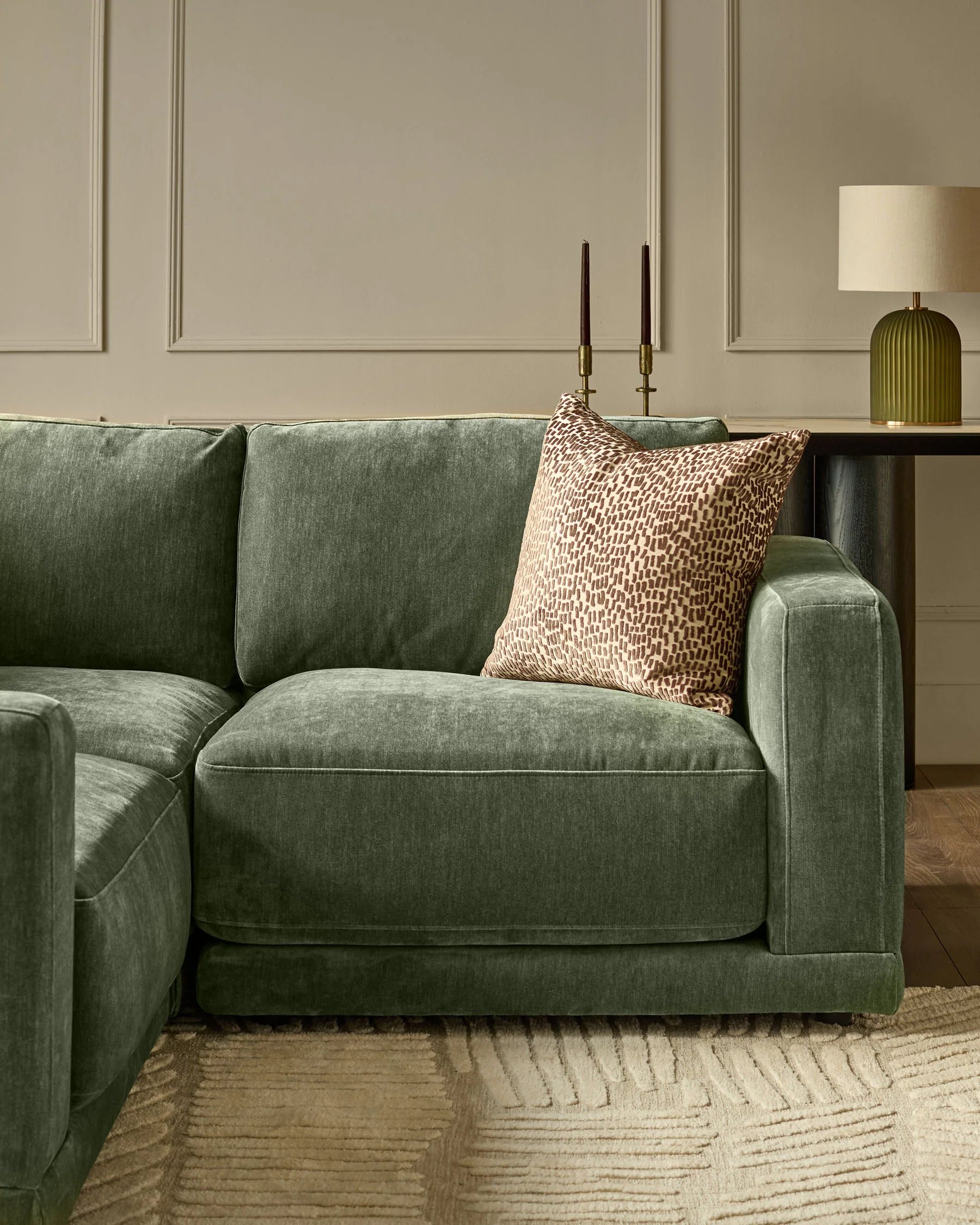 Eden dark green chenille left hand large corner chaise sofa - Image 9
