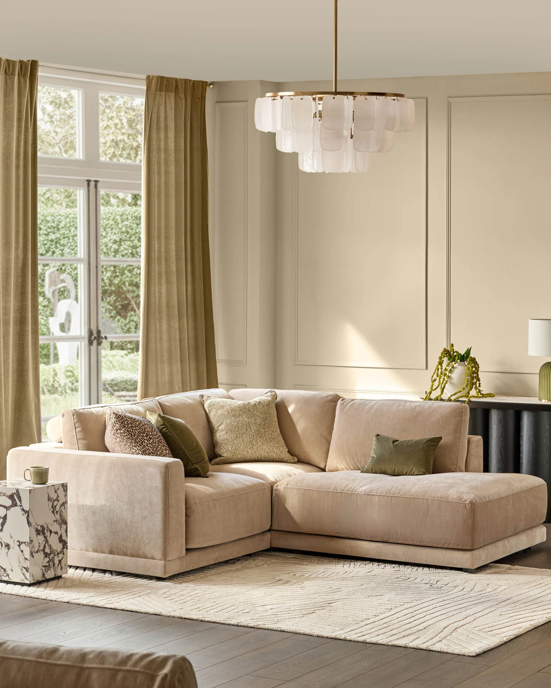 Eden champagne chenille sofa module - Image 3