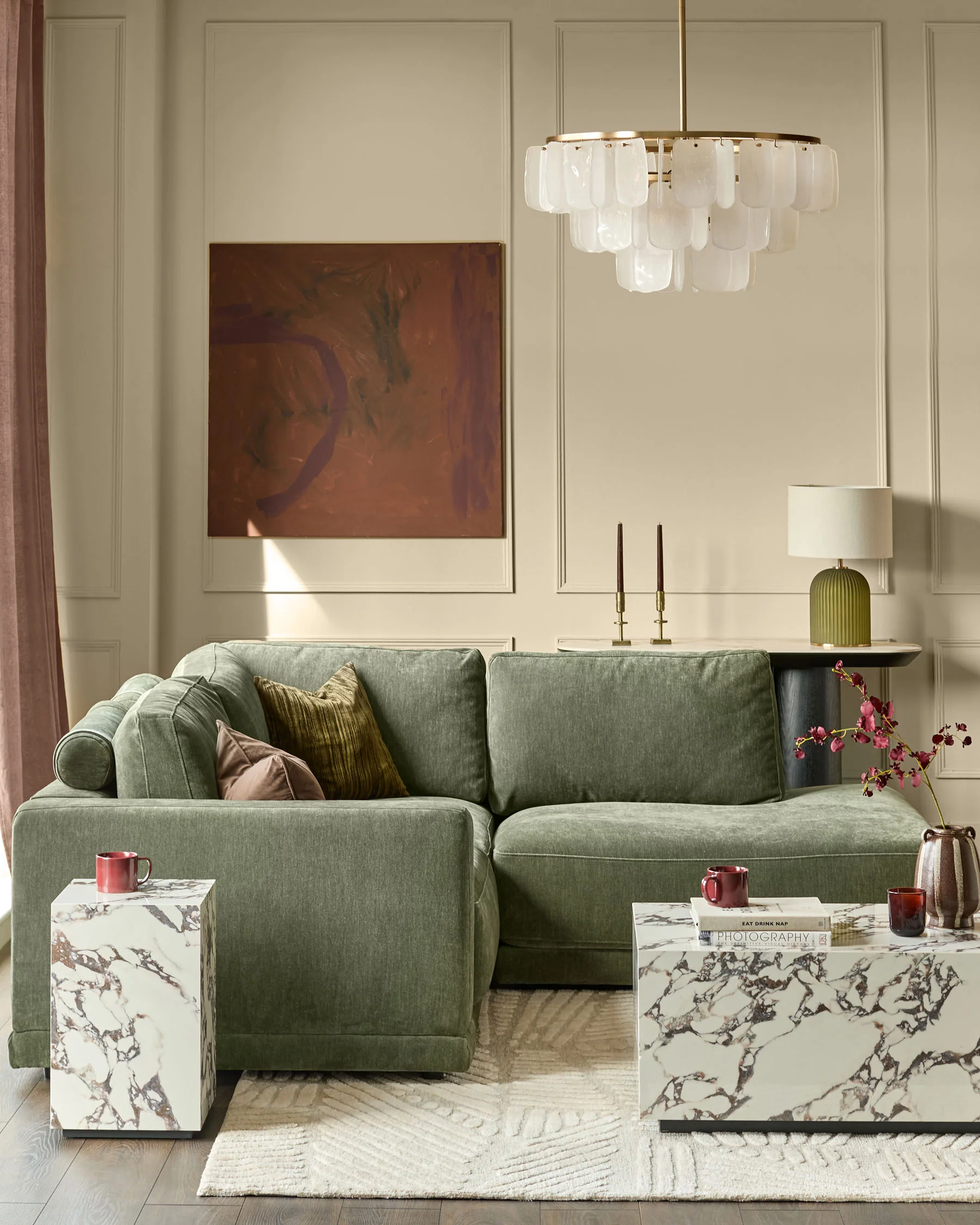 Eden dark green chenille right hand small corner chaise sofa - Image 2