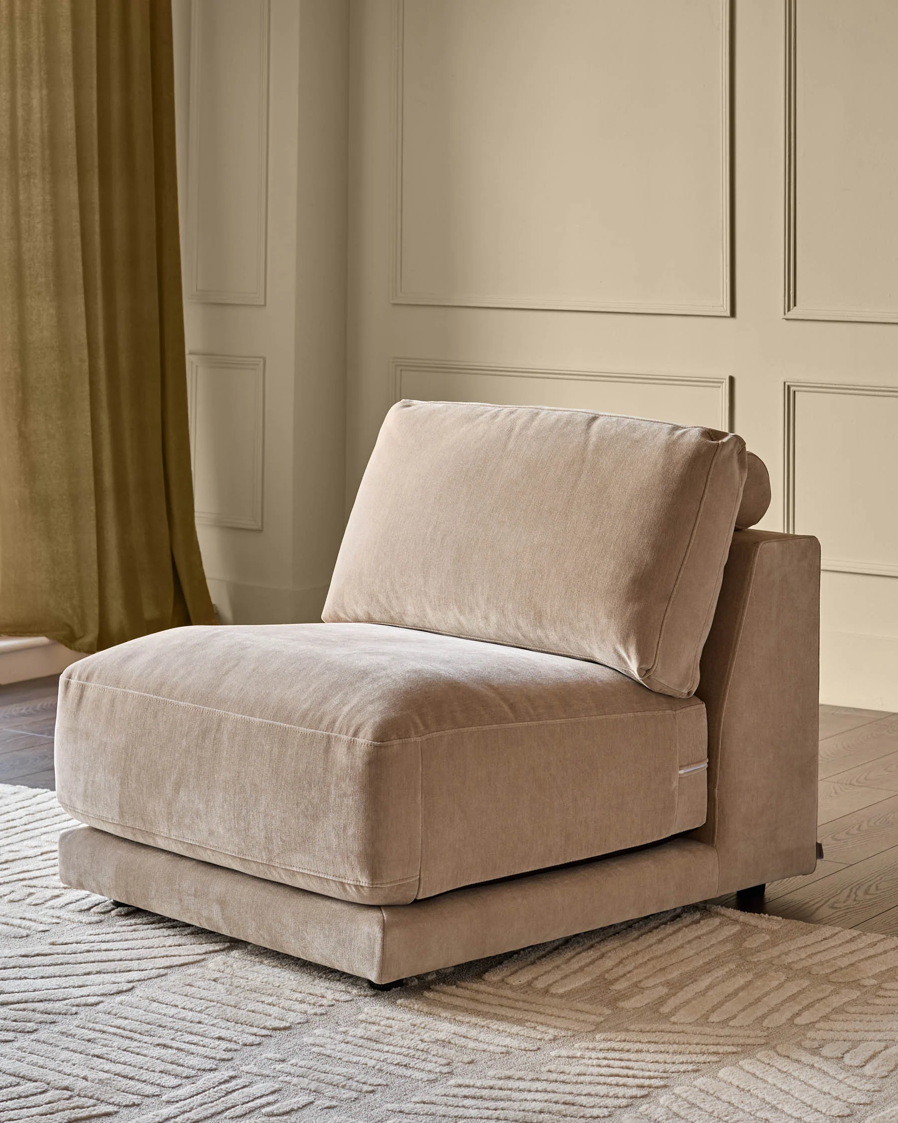 Eden champagne chenille sofa module