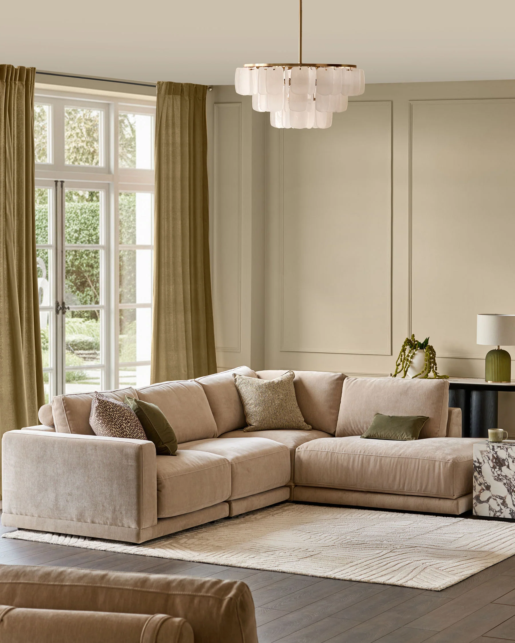 Eden champagne chenille sofa module - Image 2