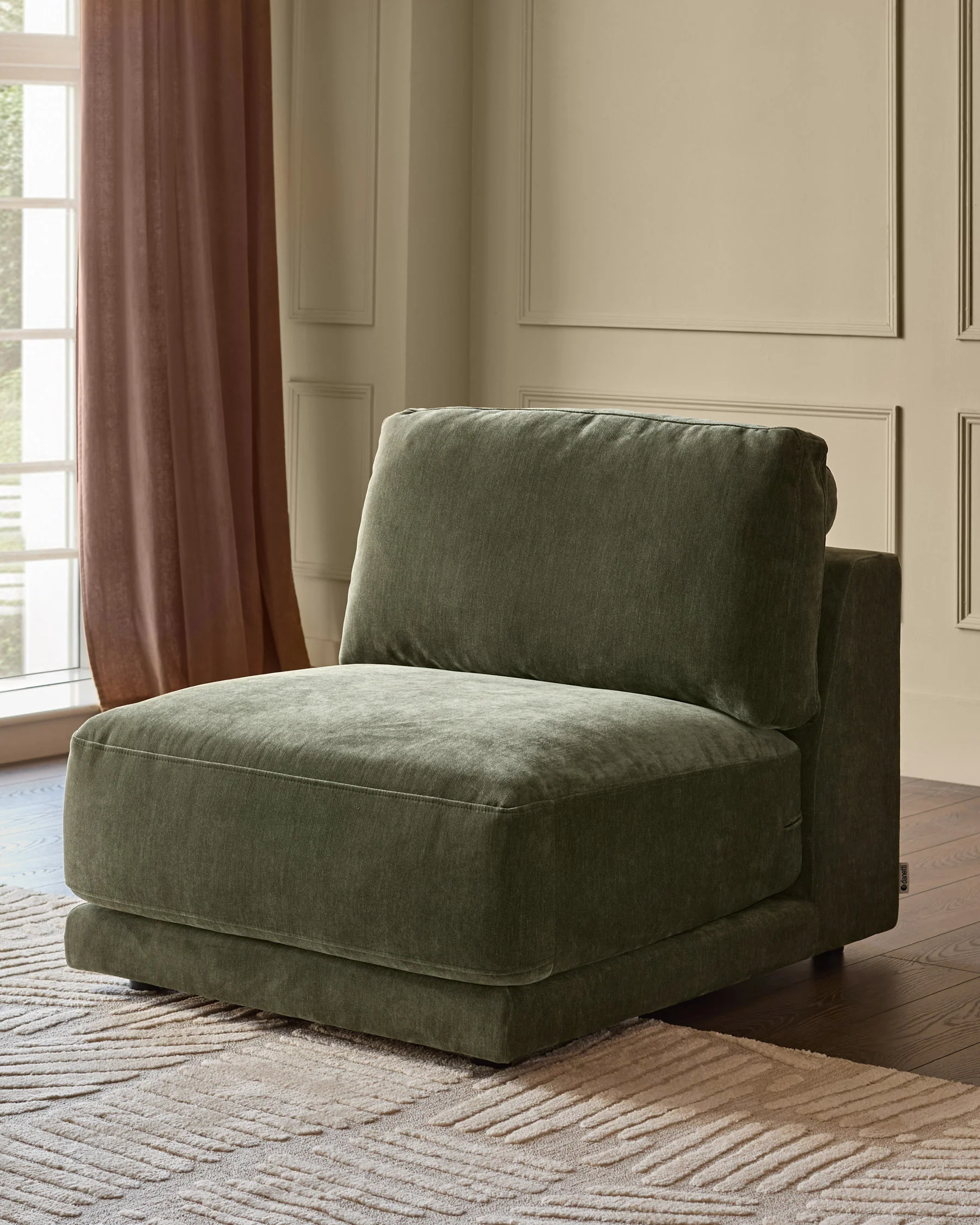 Eden dark green chenille sofa module