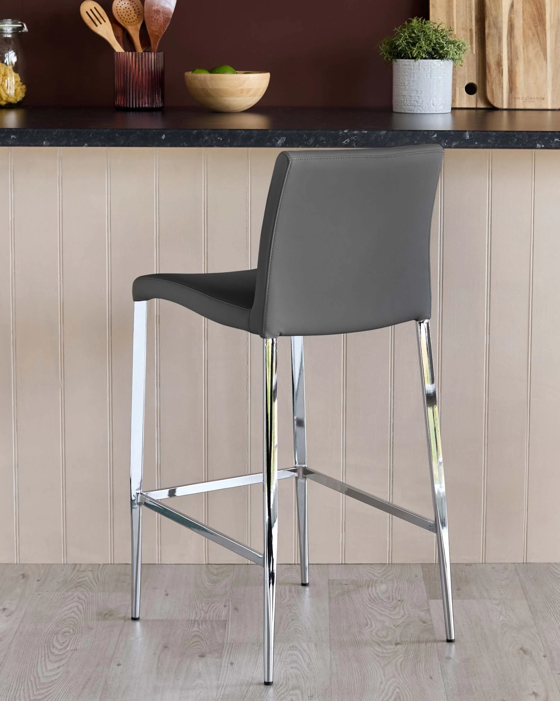 Elise Dark Grey Faux Leather Bar Stool - Image 3