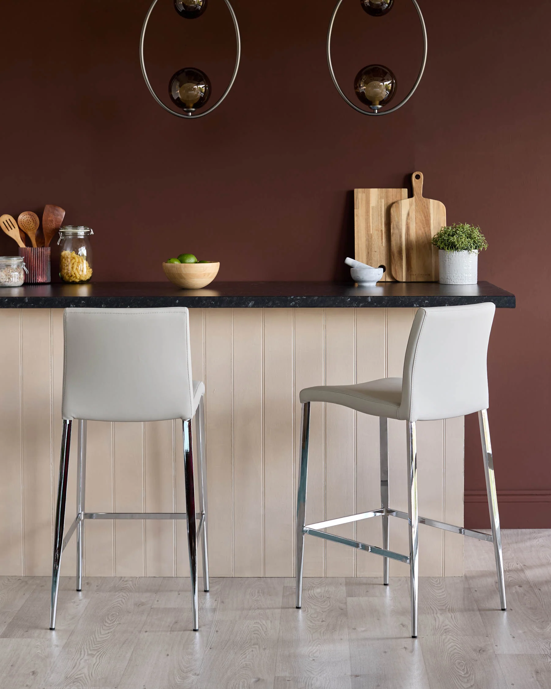 Elise Light Grey Faux Leather Bar Stool - Image 2