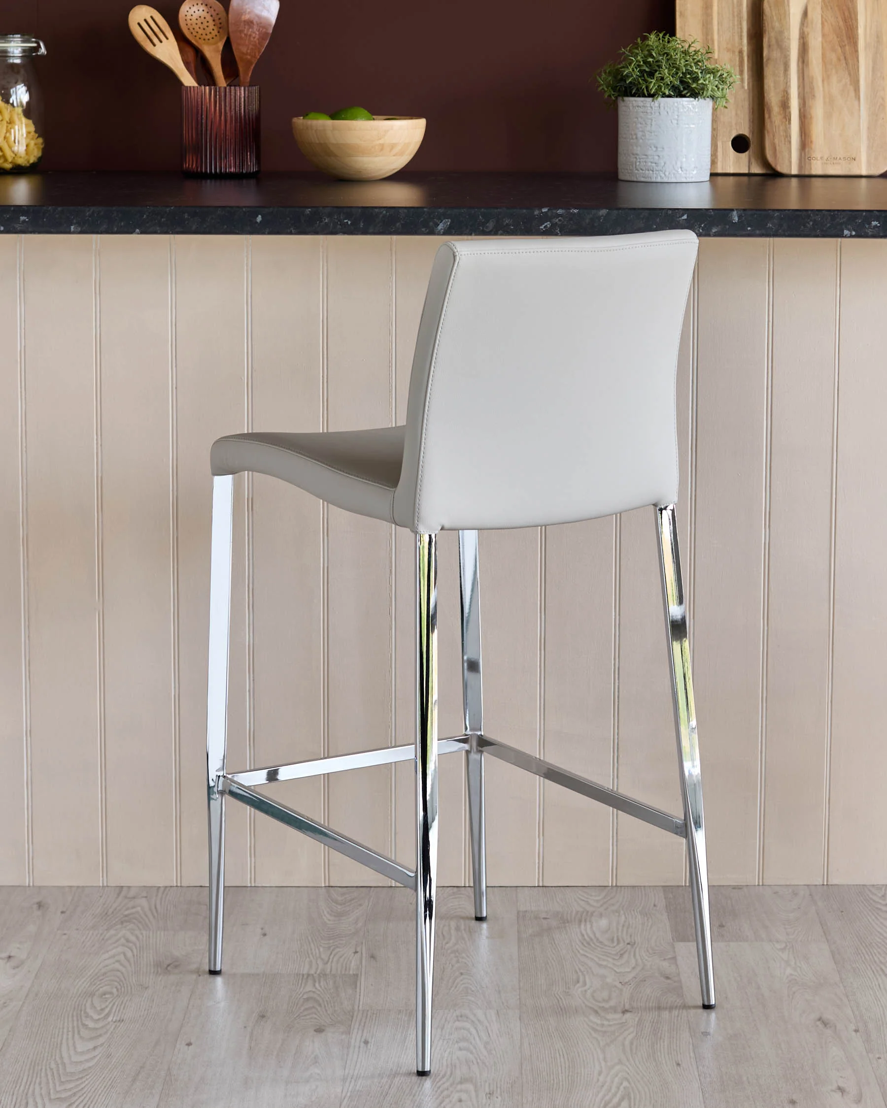 Elise Light Grey Faux Leather Bar Stool - Image 3