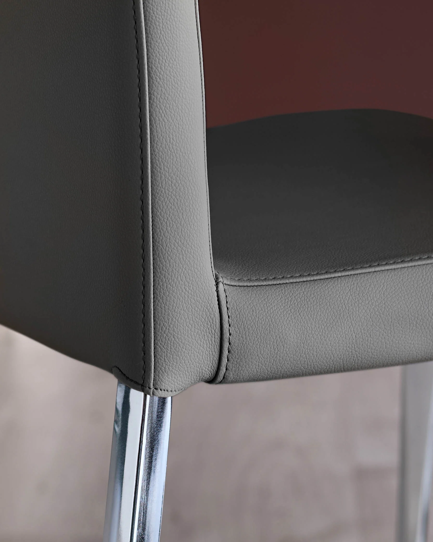 Elise Dark Grey Faux And Chrome Leather Dining Chair - Image 7