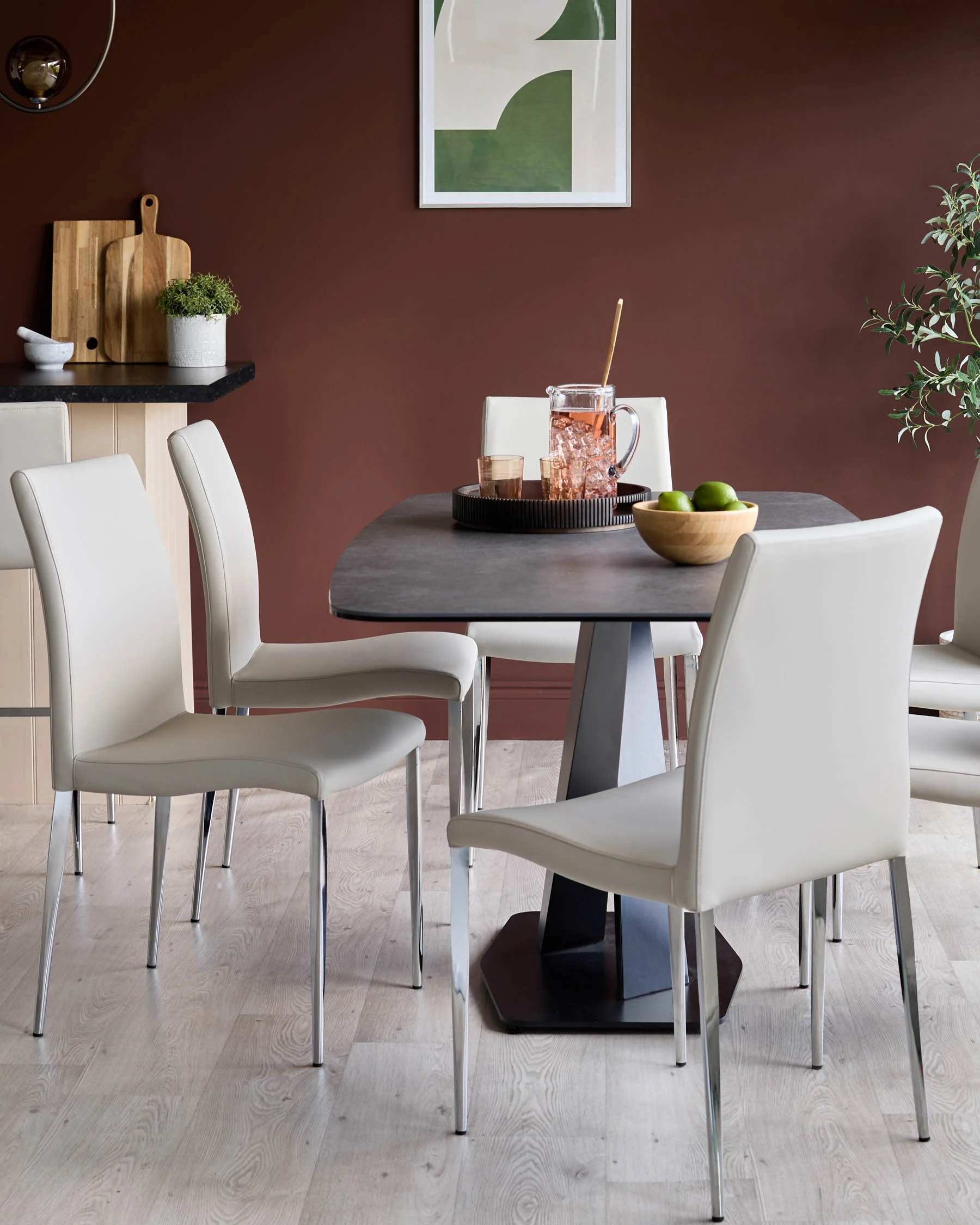 Elise Light Grey Faux Leather And Chrome Dining Chair - Image 2