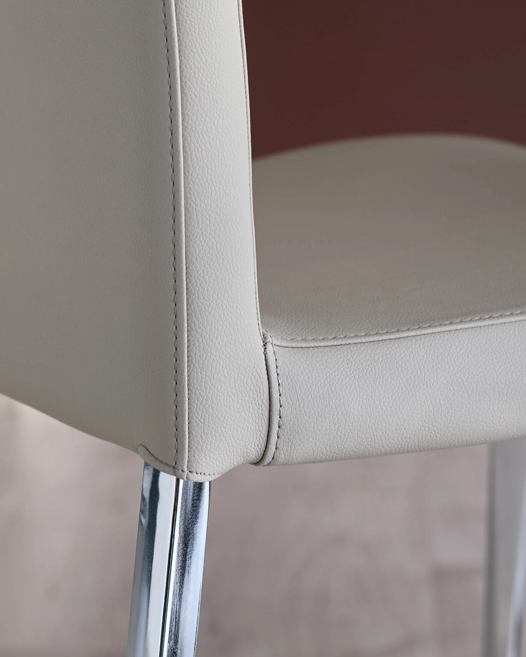 Elise Light Grey Faux Leather And Chrome Dining Chair - Image 7