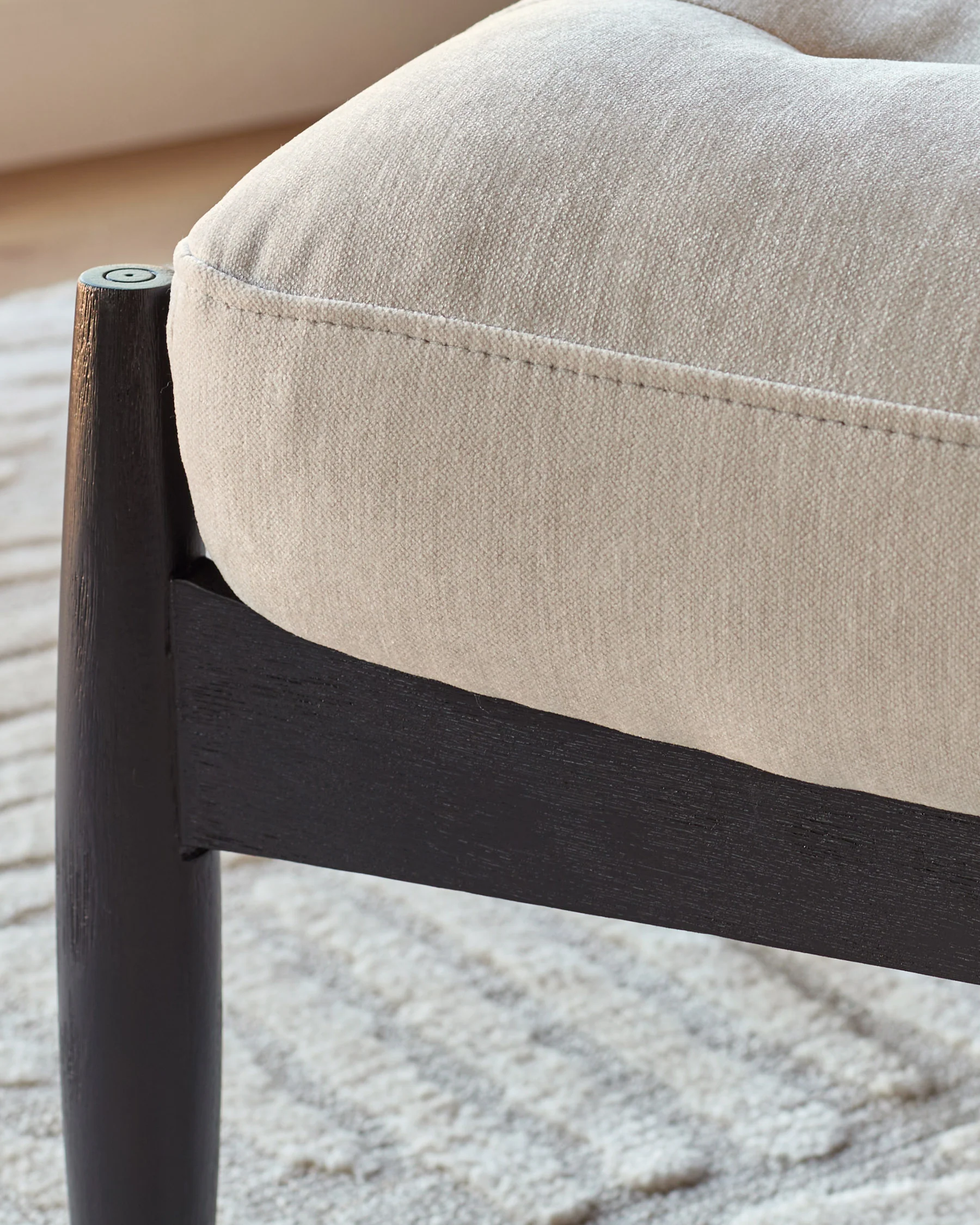 Ember natural grey fabric occasional chair with footstool - Image 6