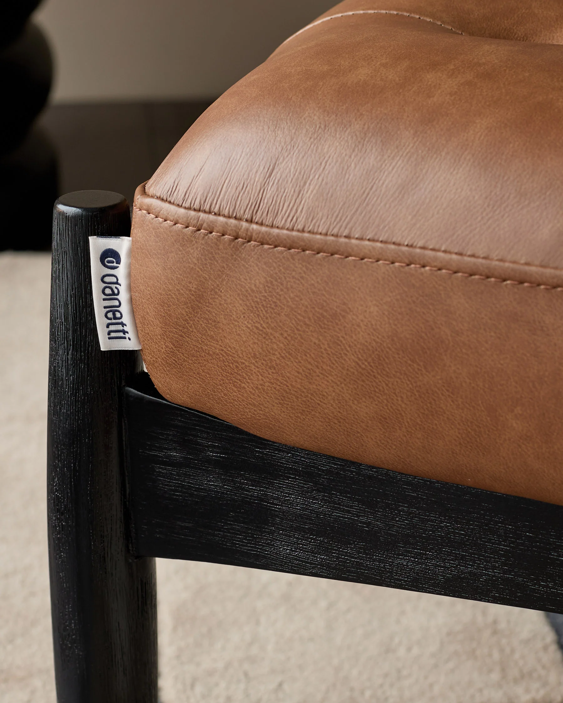 Ember tan leather occasional chair with footstool - Image 6