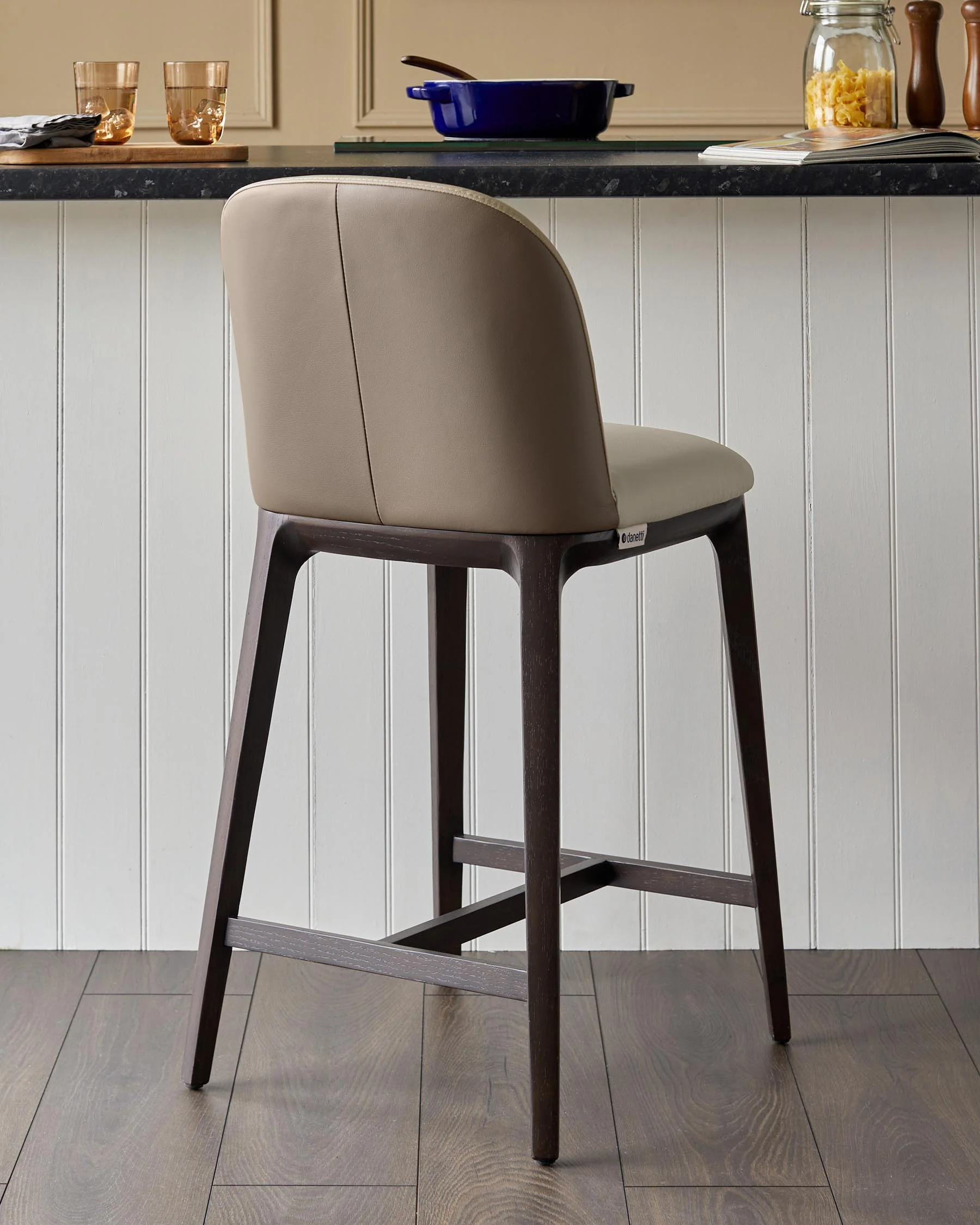 Emerson natural and mocha leather bar stool - Image 2