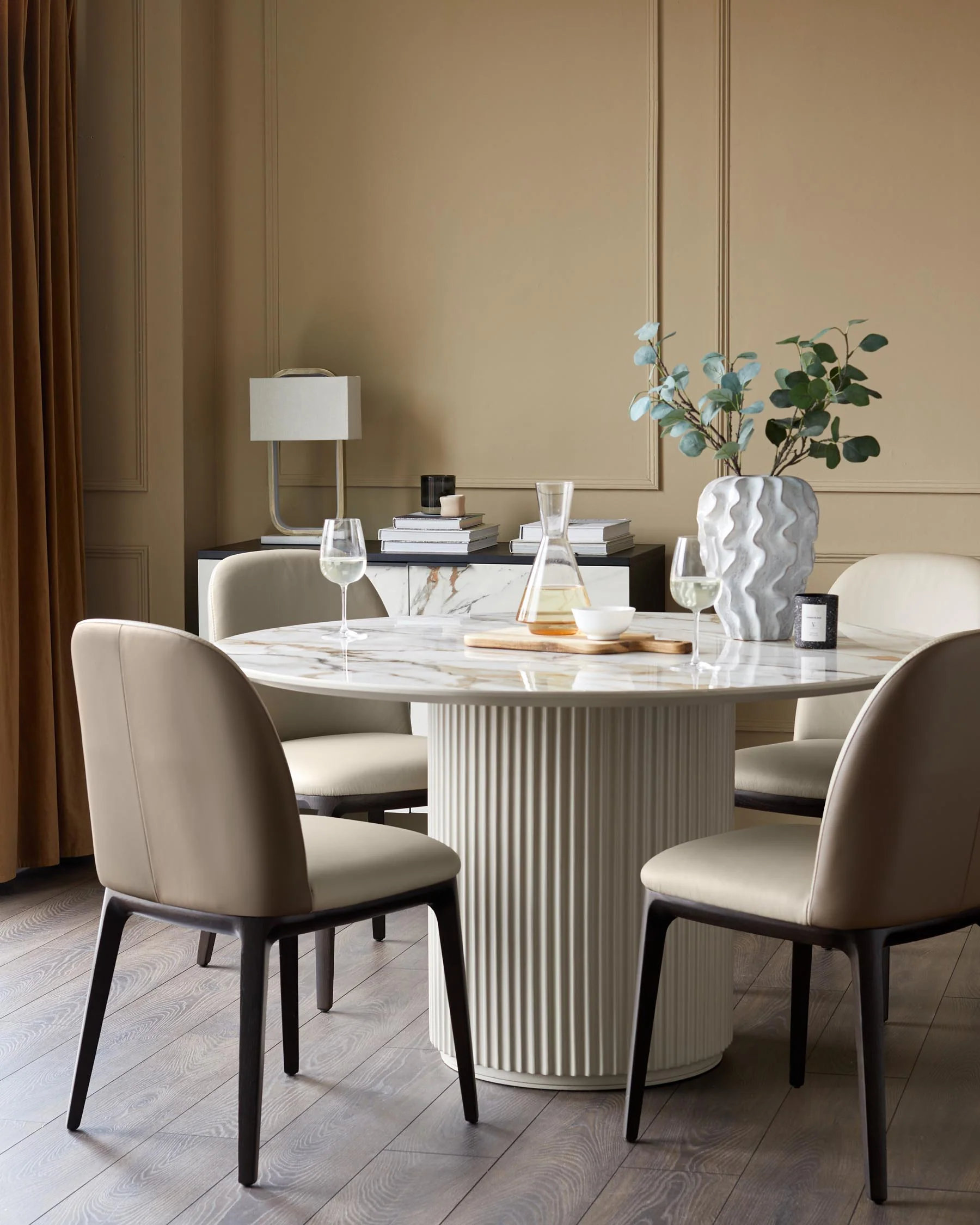 Emerson natural and mocha leather dining chair - Image 3