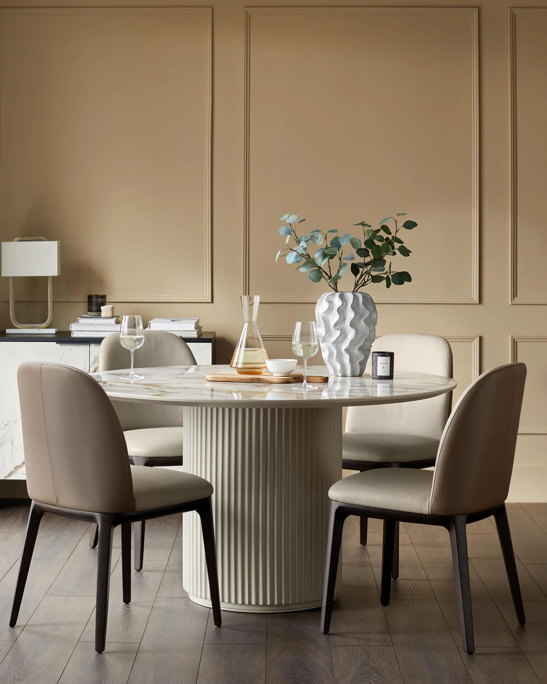 Emerson natural and mocha leather dining chair - Image 5