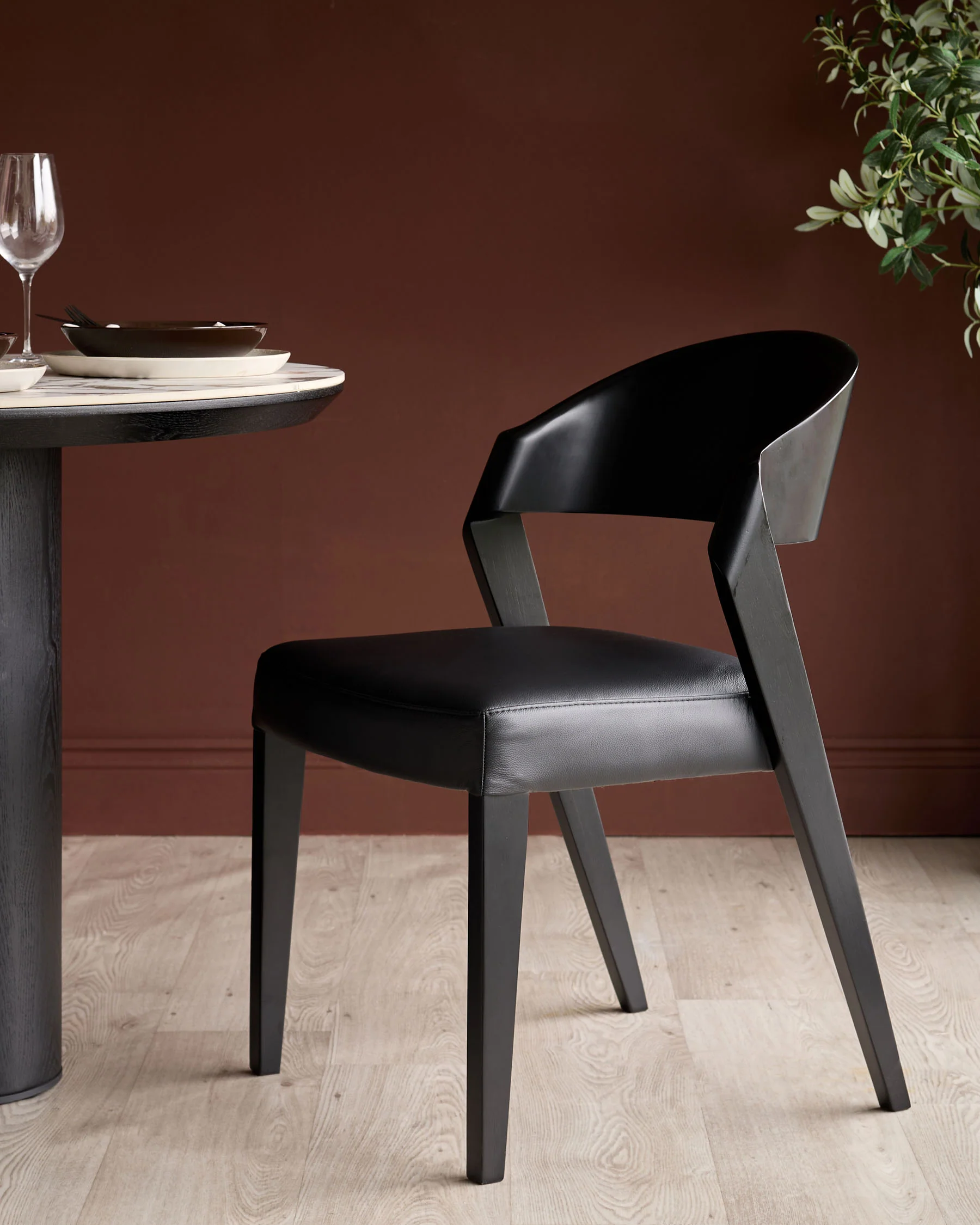 Enzo black leather dining chair