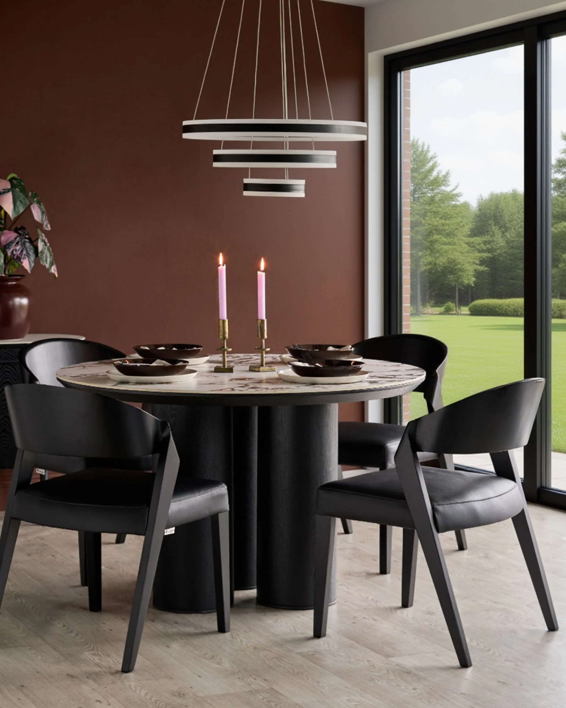 Enzo black leather dining chair - Image 2