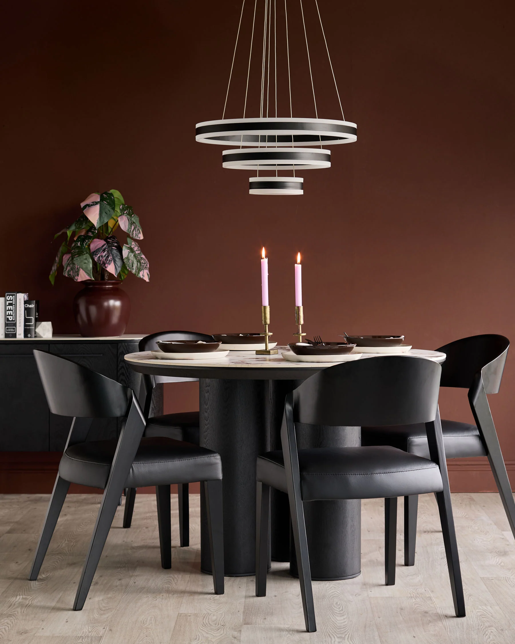 Enzo black leather dining chair - Image 4