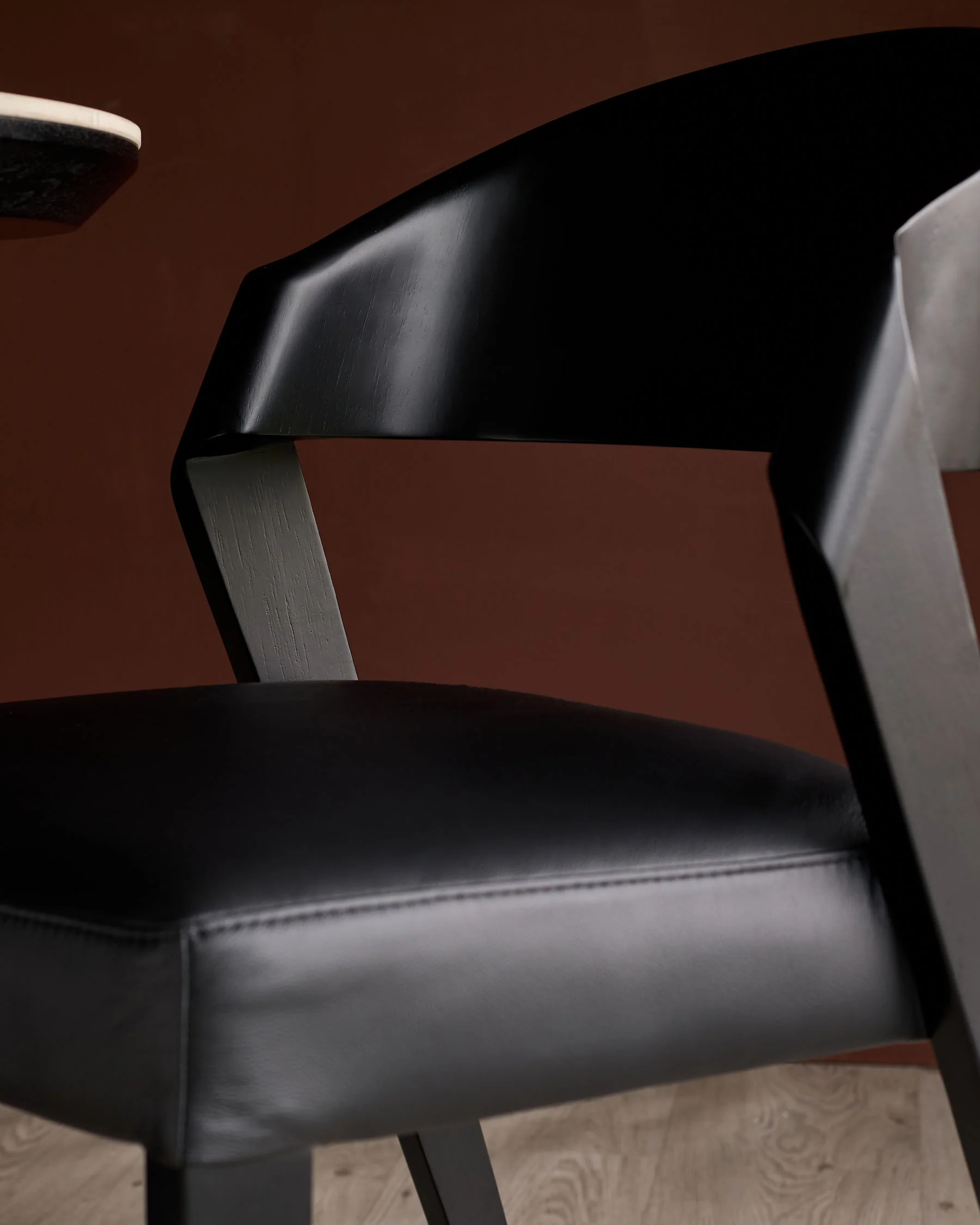 Enzo black leather dining chair - Image 5