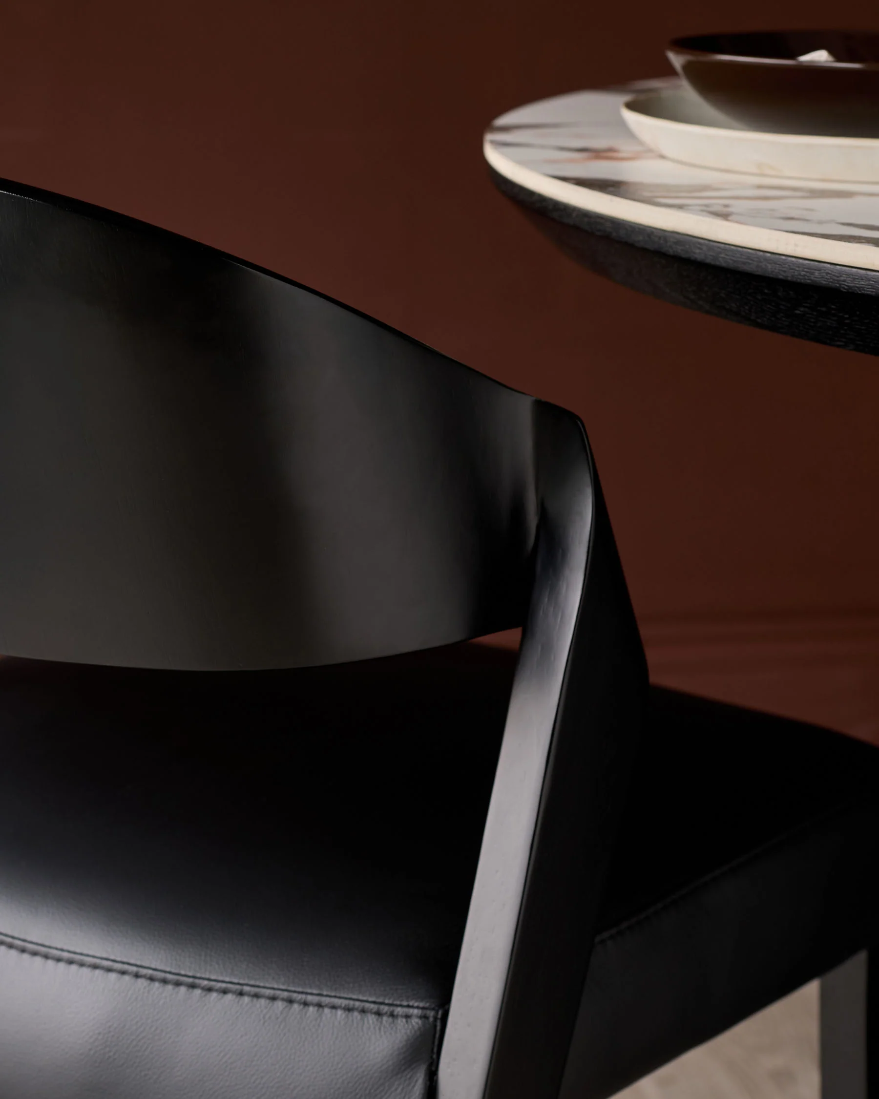 Enzo black leather dining chair - Image 6